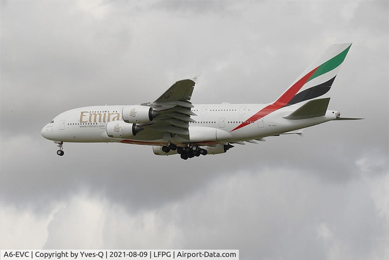 A6-EVC, 2018 Airbus A380-842 C/N 248, Airbus A380-842, On final rwy26L, Roissy Charles De Gaulle airport (LFPG-CDG)
