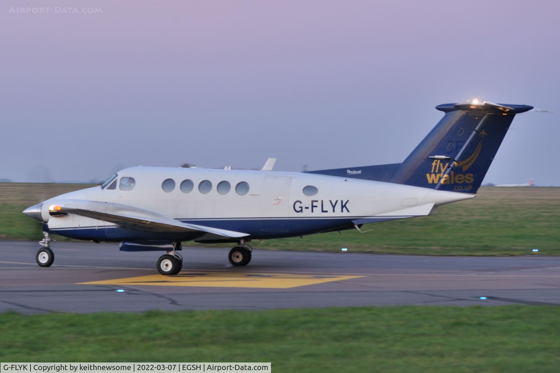 G-FLYK, 1981 Beech B200 King Air King Air C/N BB-921, Arriving at Norwich from Jersey.