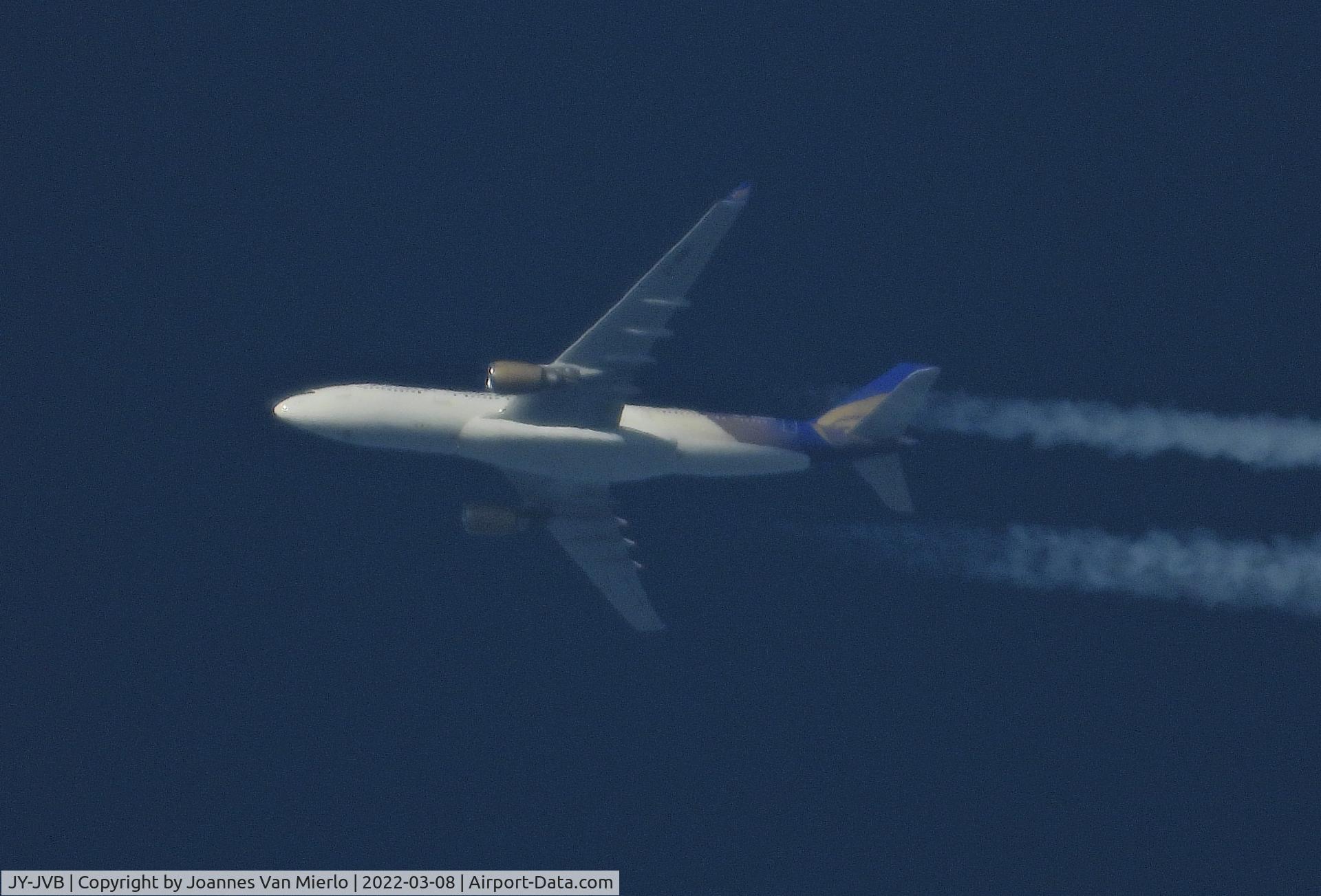 JY-JVB, 2007 Airbus A330-203 C/N 834, Cruising over Belgium
