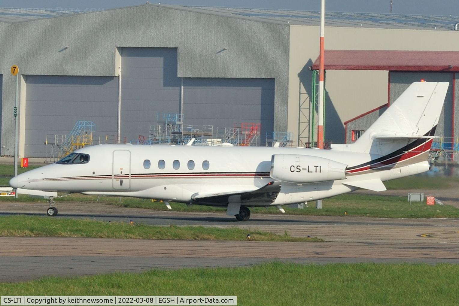 CS-LTI, 2018 Cessna 680A Citation Latitude C/N 680A-0132, Arriving at Norwich from East Midlands Airport.