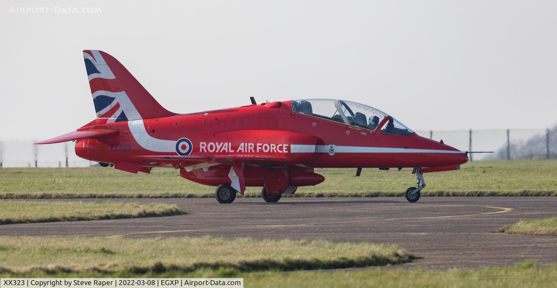 XX323, 1980 Hawker Siddeley Hawk T.1 C/N 167/312148, RED ARROW at RAF Scampton