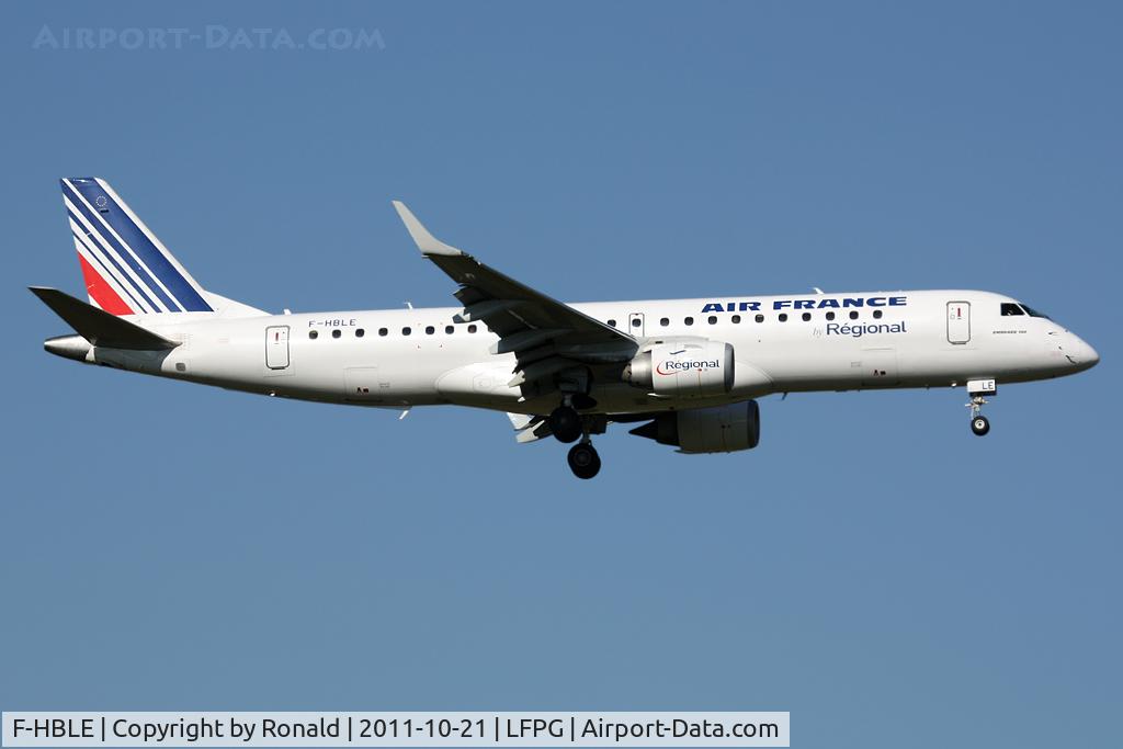 F-HBLE, 2007 Embraer 190LR (ERJ-190-100LR) C/N 19000123, at cdg