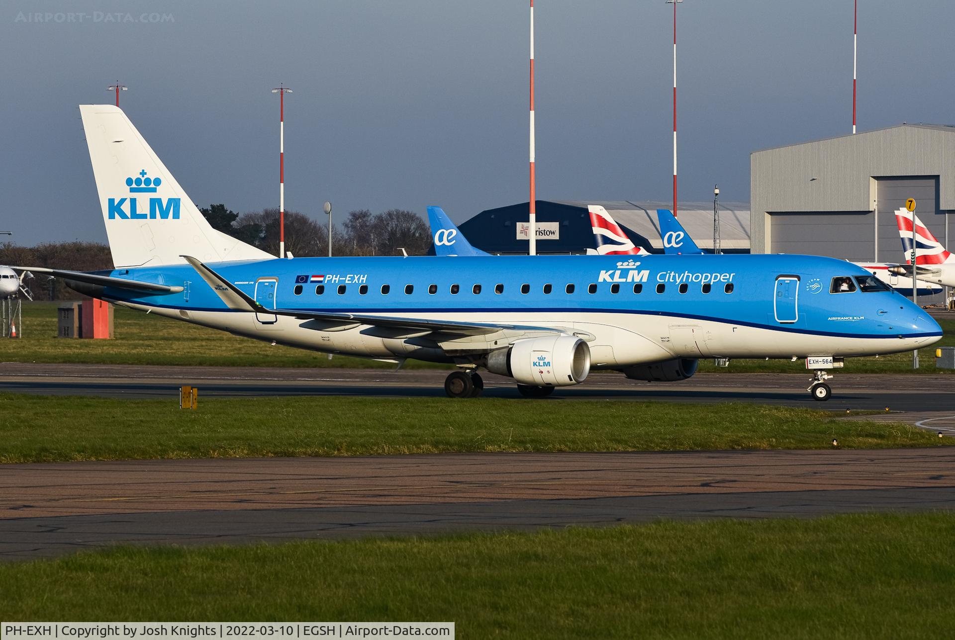 PH-EXH, 2016 Embraer 175STD (ERJ-170-200) C/N 17000564, Arriving at Norwich.