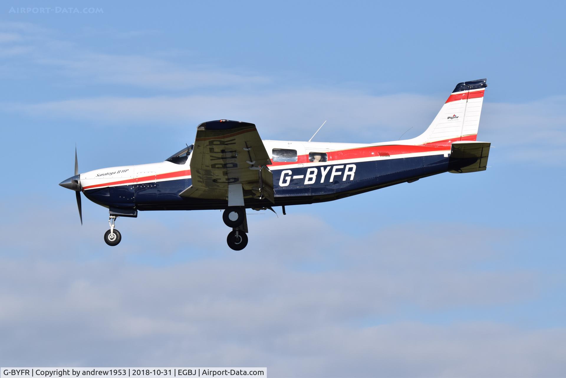 G-BYFR, 1999 Piper PA-32R-301 Saratoga SP C/N 3246133, G-BYFR at Gloucestershire Airport.