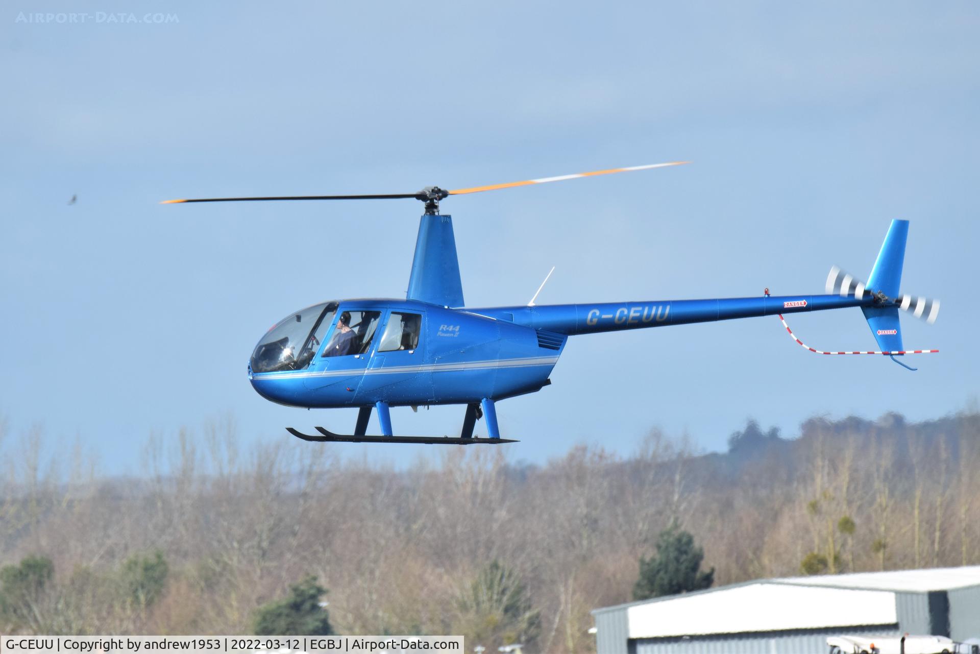 G-CEUU, 2007 Robinson R44 Raven II C/N 11949, G-CEUU at Gloucestershire Airport.