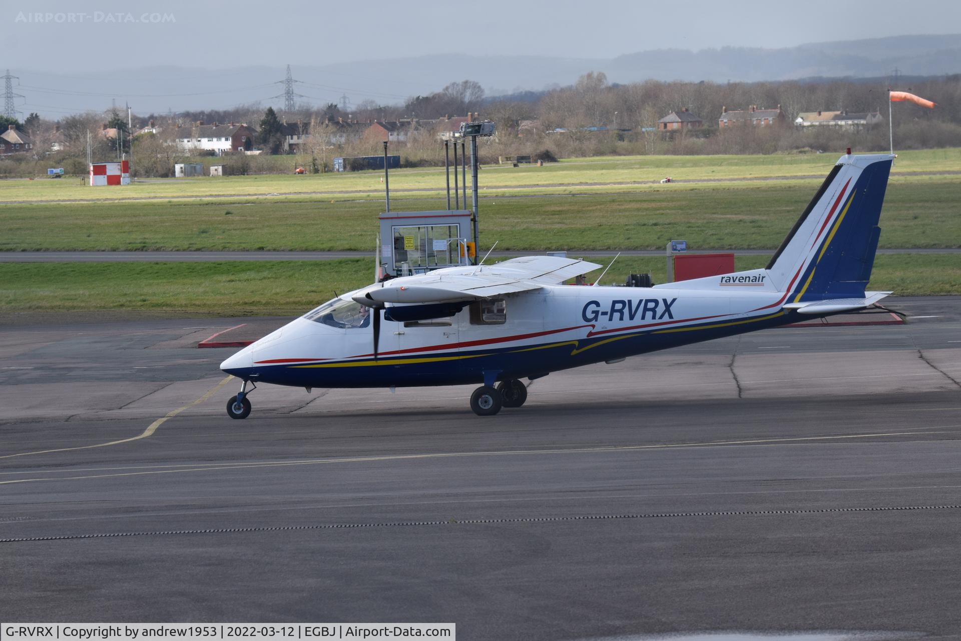 G-RVRX, 1977 Partenavia P-68B Victor C/N 62, G-RVRX at Gloucestershire Airport.