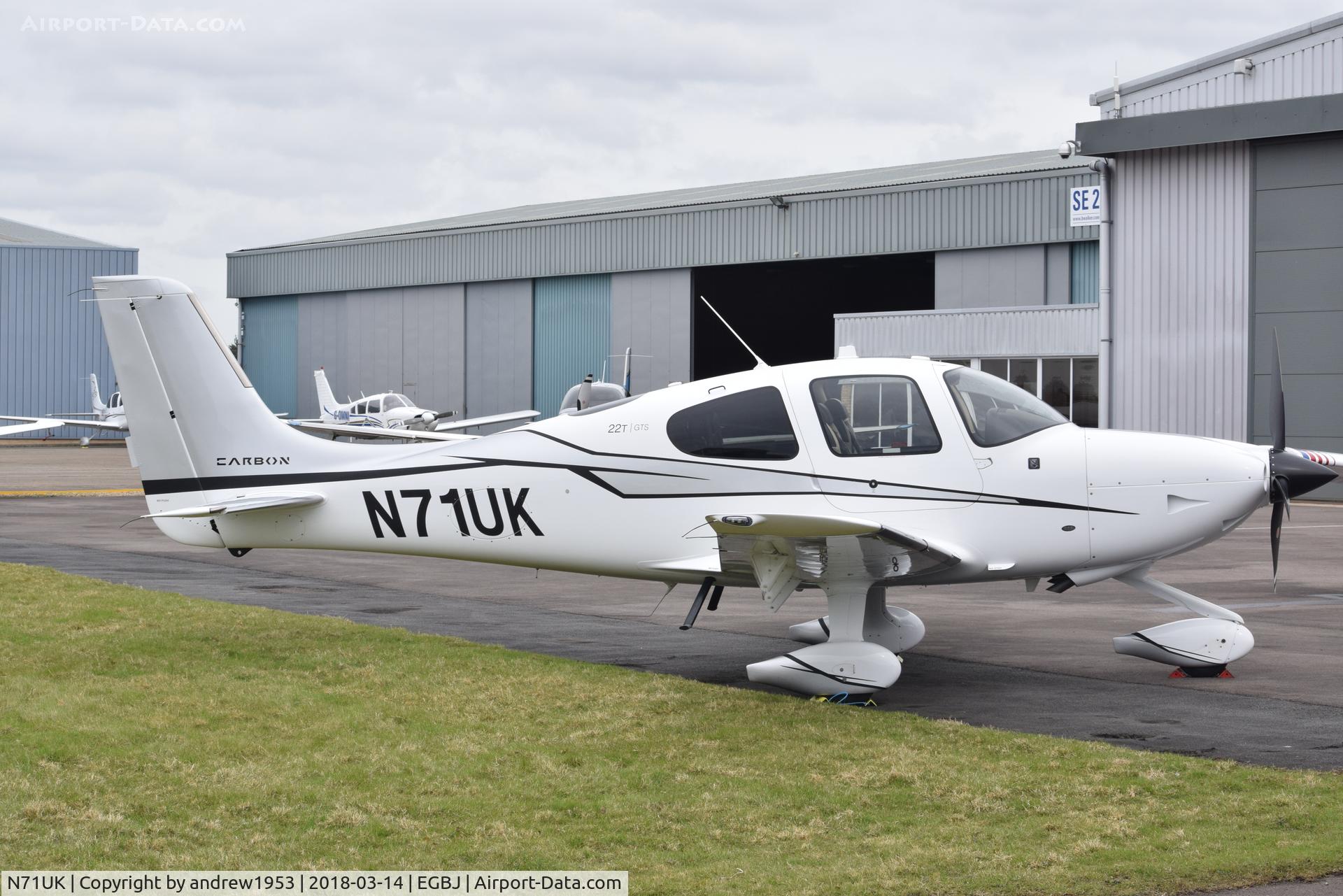 N71UK, 2015 Cirrus SR22T C/N 1002, N71UK at Gloucestershire Airport.