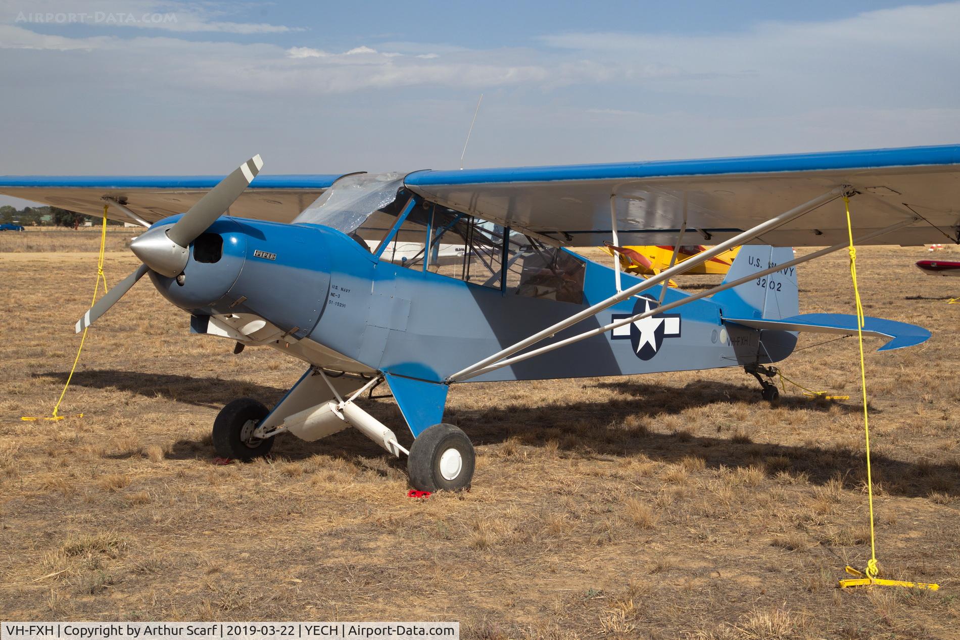 VH-FXH, 1952 Piper PA-18-125/A1 Super Cub C/N 18-1291, Antique Aeroplane Association of Australia fly in Echuca Vic 2019