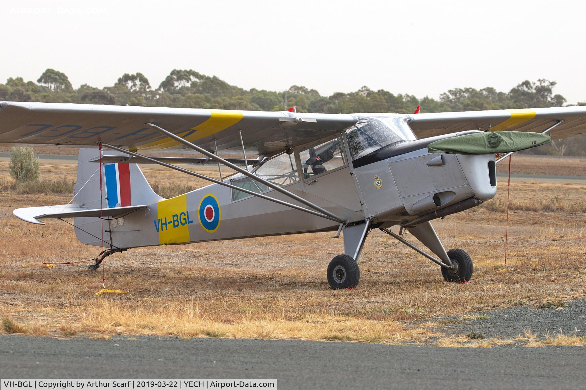 VH-BGL, 1952 Beagle A-61 Terrier 1 C/N B.3746, Antique Aeroplane Association of Australia fly in Echuca Vic 2019