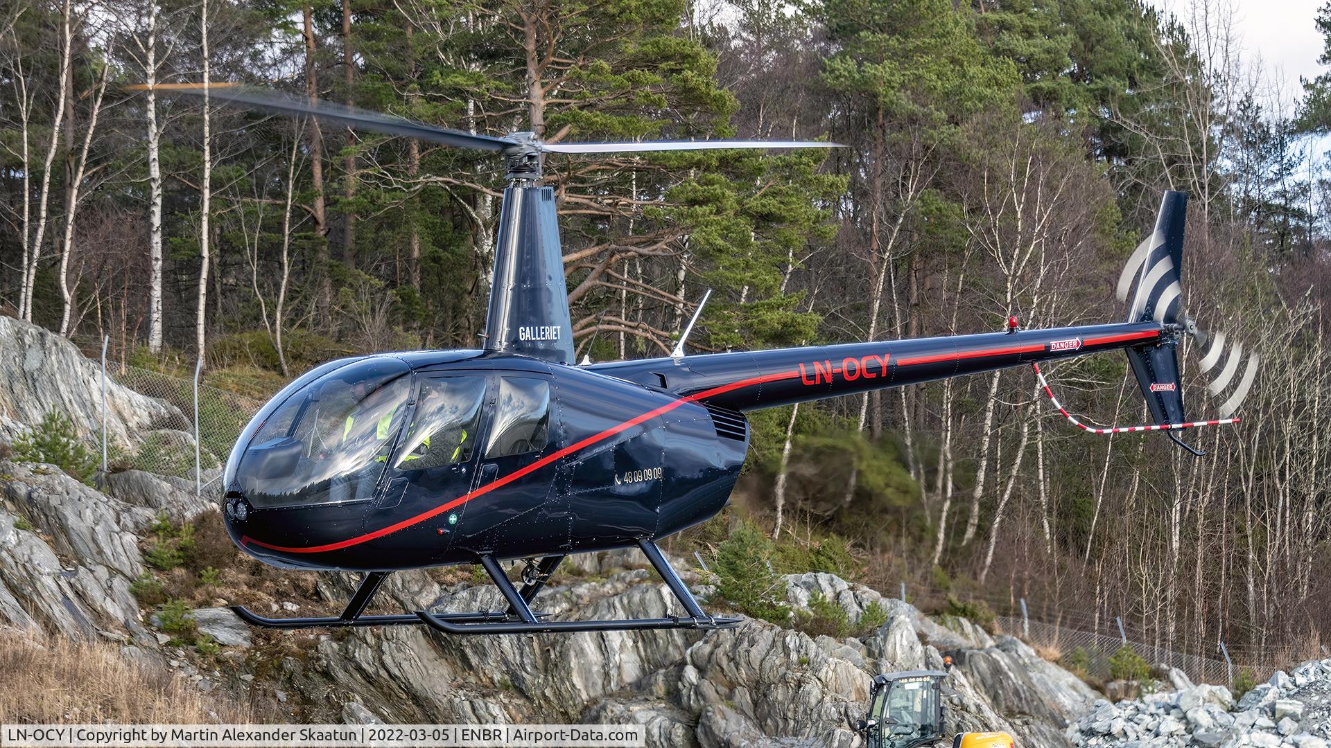 LN-OCY, Robinson R44 C/N 819, Just lifted off from the helipad.