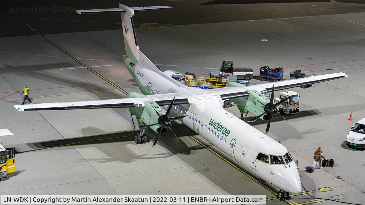 LN-WDK, 2010 De Havilland Canada DHC-8-402Q Dash 8 C/N 4337, Parked at the gate.