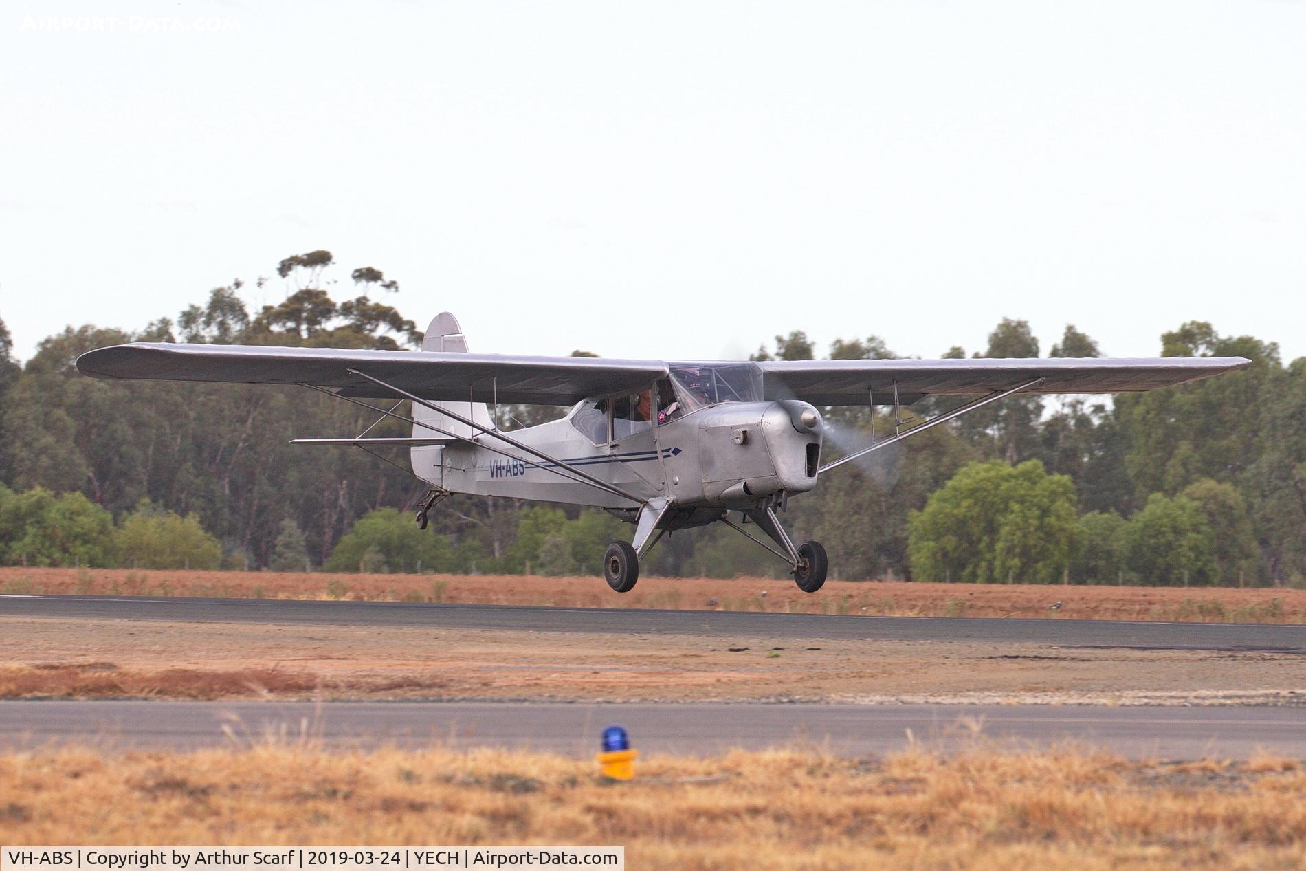 VH-ABS, 1951 Auster J-1B Aiglet C/N 2699, Antique Aeroplane Association of Australia fly in Echuca Vic 2019