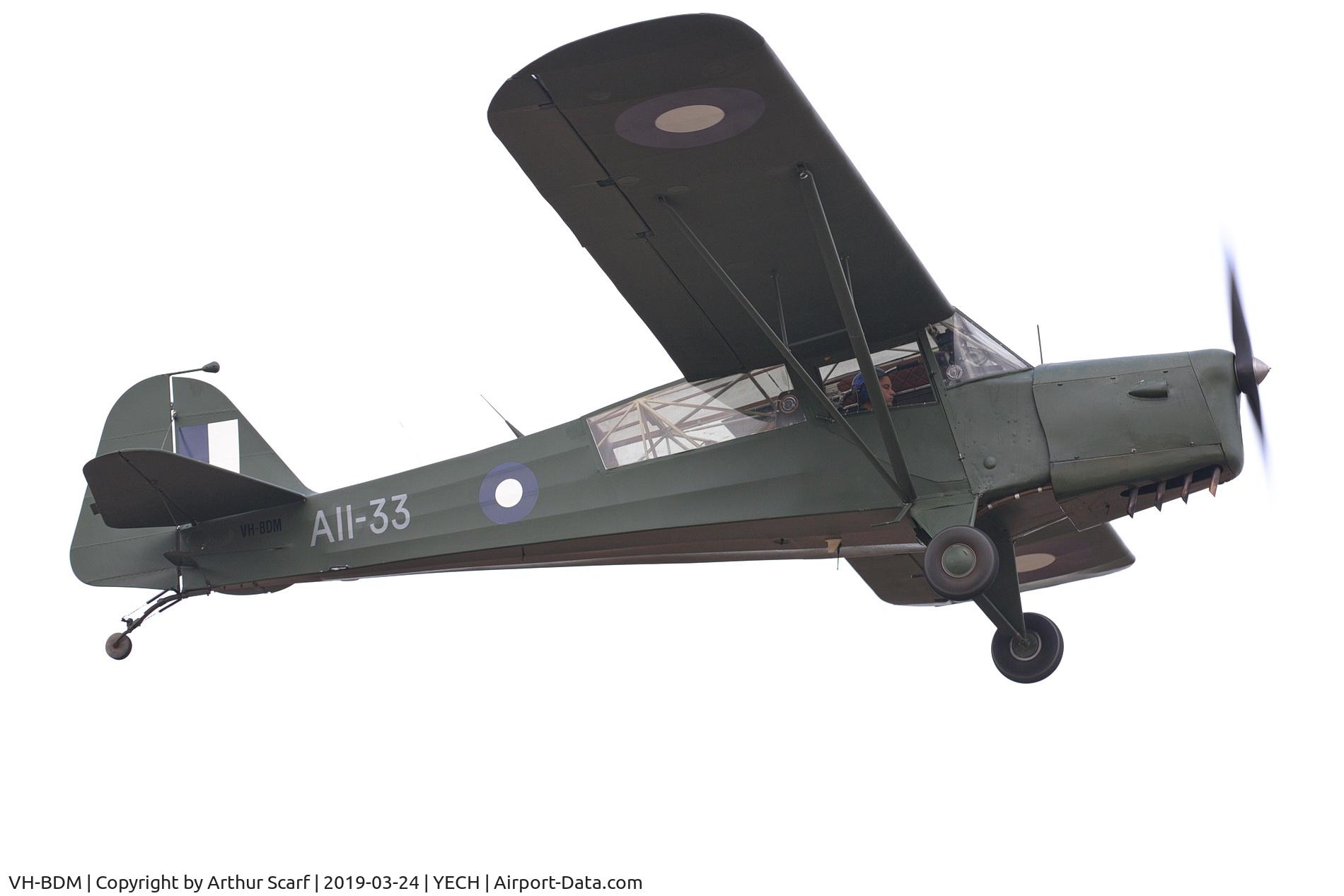 VH-BDM, 1942 Taylorcraft E Auster 3 C/N 639, Antique Aeroplane Association of Australia fly in Echuca Vic 2019