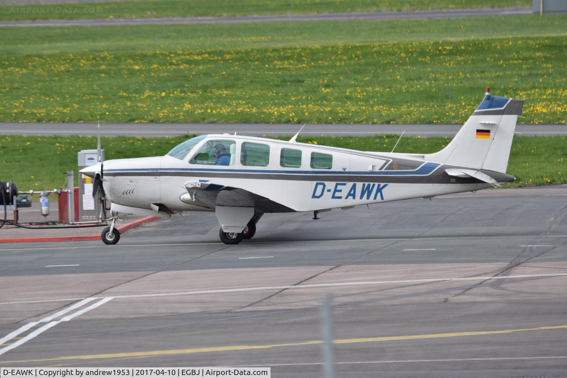 D-EAWK, Beech A36 Bonanza 36 C/N E2174, D-EAWK at Gloucestershire Airport.