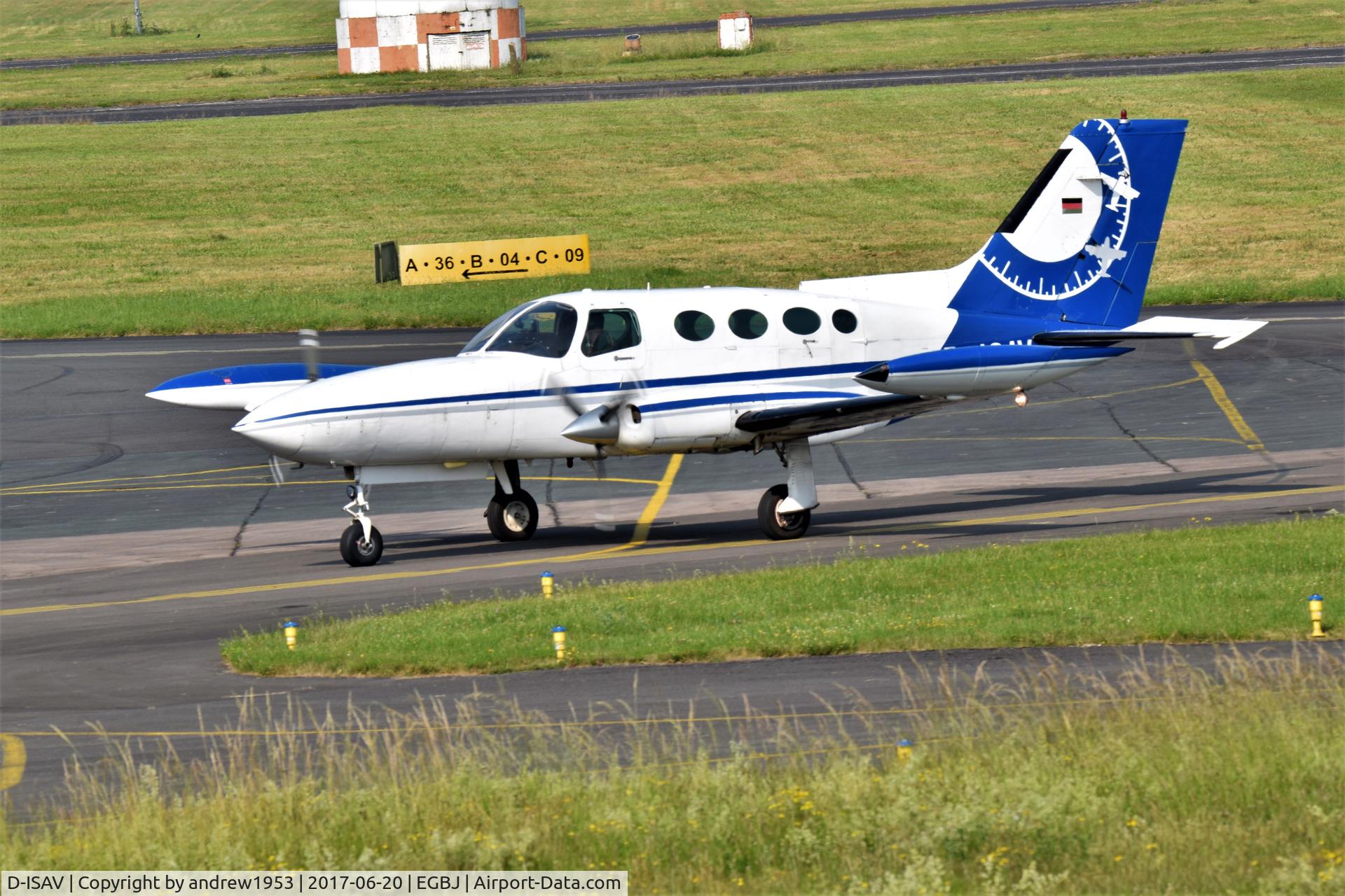 D-ISAV, 1971 Cessna 402B Businessliner C/N 402B0201, D-ISAV at Gloucestershire Airport.