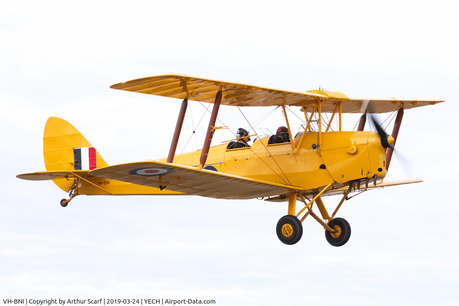 VH-BNI, 1942 De Havilland Australia DH-82A Tiger Moth C/N DHA1048, Antique Aeroplane Association of Australia fly in Echuca Vic 2019