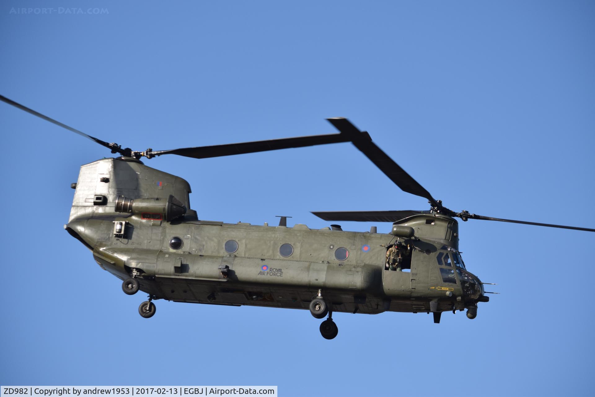 ZD982, 1981 Boeing Vertol Chinook HC.2 C/N M/A039/B-874/M7019, ZD982 at Gloucestershire Airport.