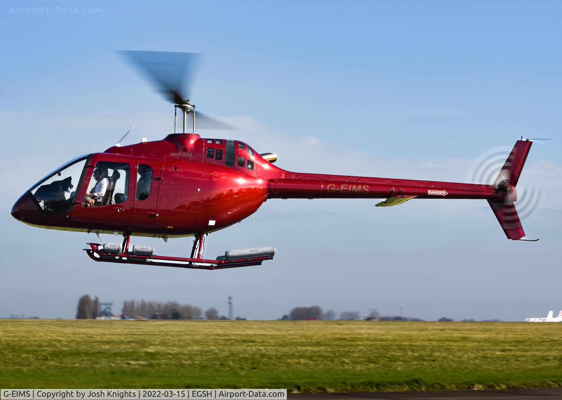 G-EIMS, 2019 Bell 505 Jet Ranger X C/N 65213, Arriving at Norwich.