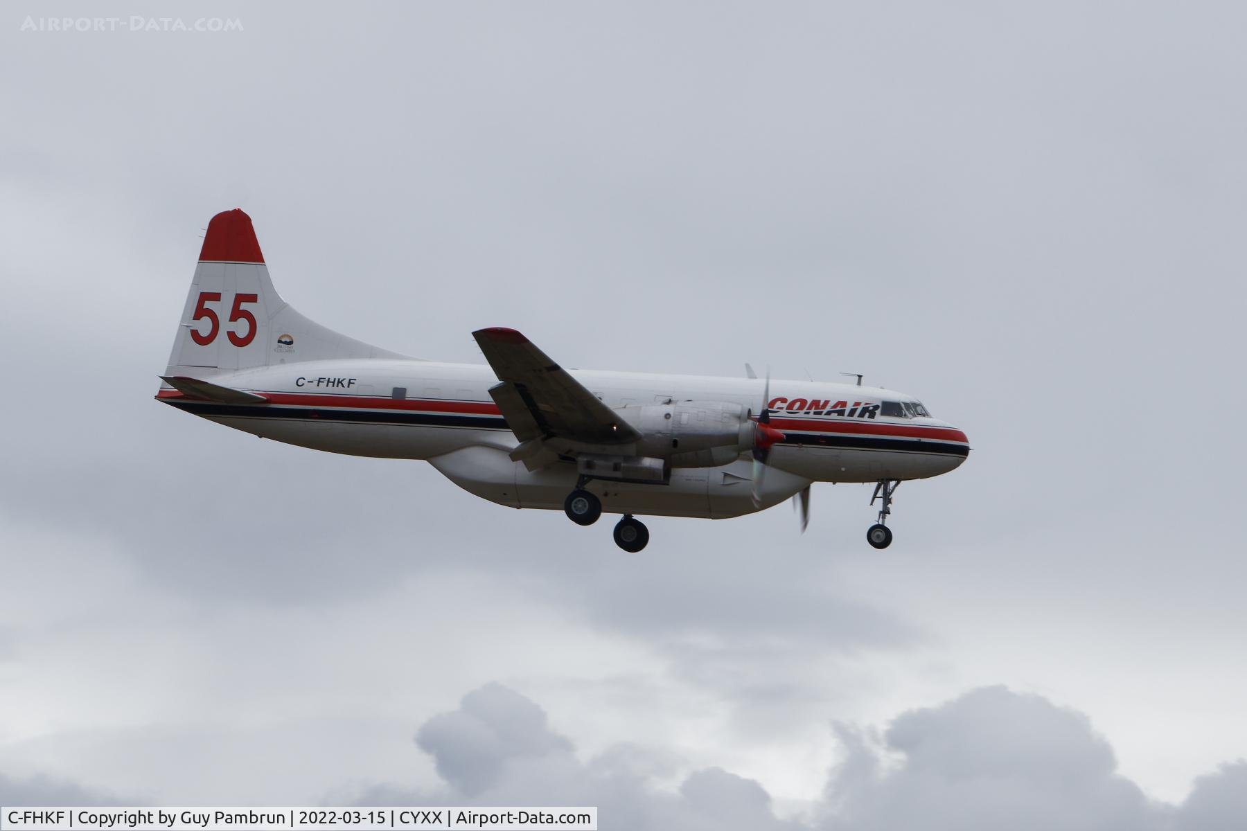 C-FHKF, 1955 Convair CV-440-12 (CV-580) C/N 374, Landing on 19