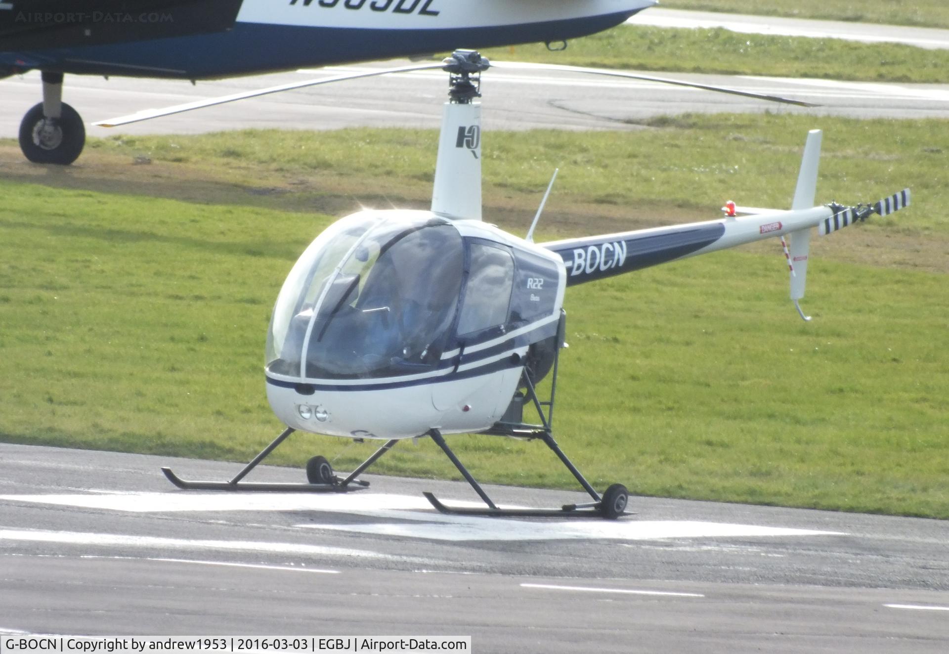 G-BOCN, 1987 Robinson R22 Beta C/N 0726, G-BOCN at Gloucestershire Airport.