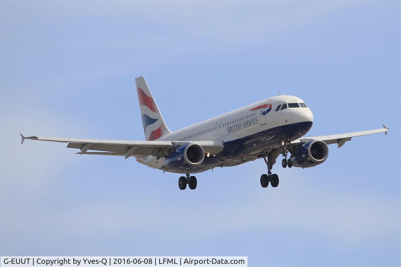 G-EUUT, 2007 Airbus A320-232 C/N 3314, Airbus A320-232, Short approach rwy 31R, Marseille-Provence Airport (LFML-MRS)