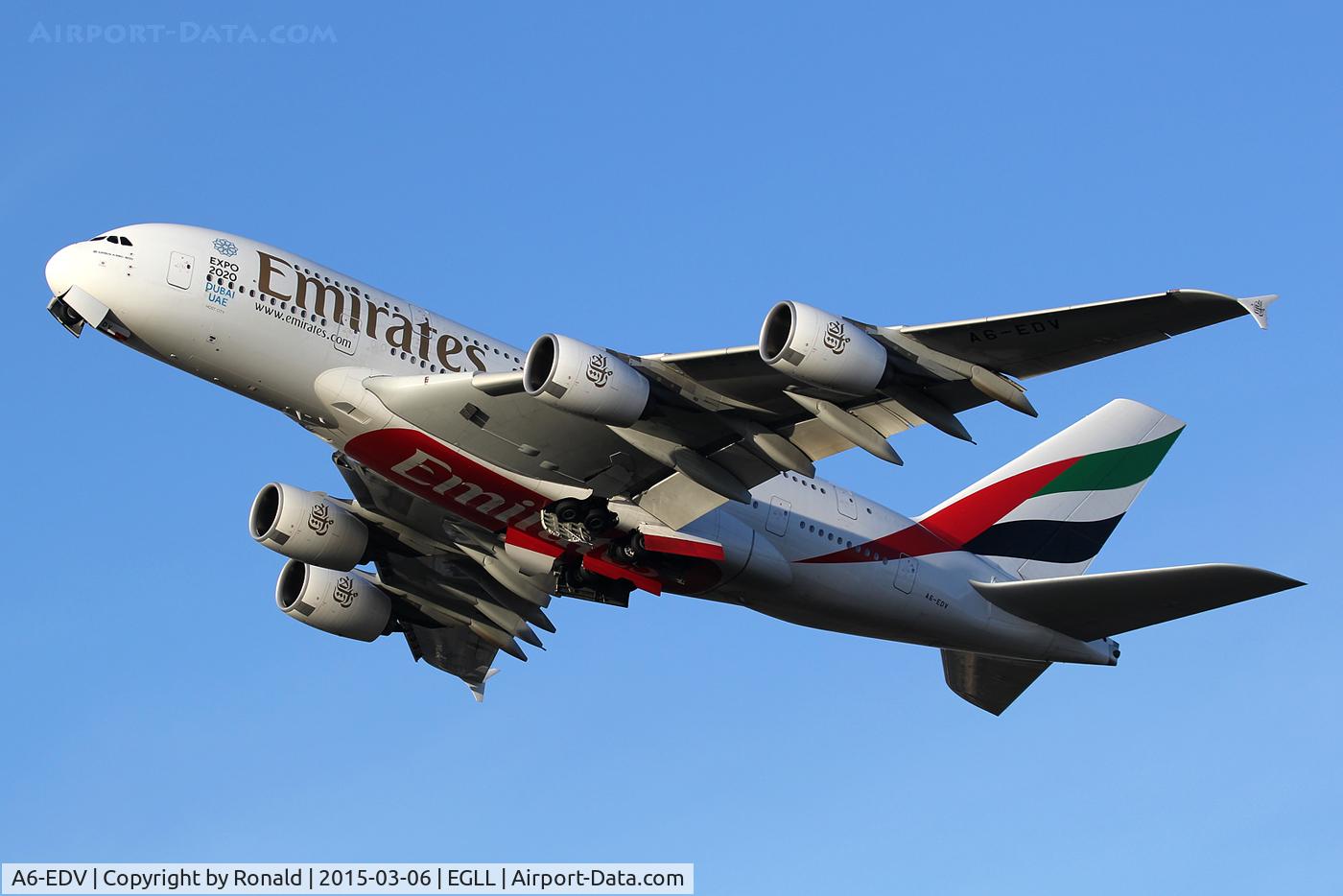 A6-EDV, 2011 Airbus A380-861 C/N 101, at lhr