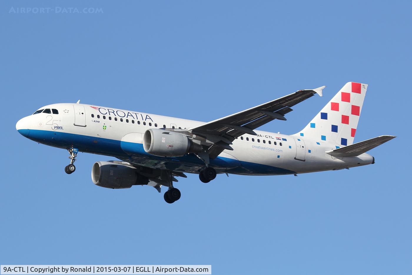 9A-CTL, 2000 Airbus A319-112 C/N 1252, at lhr