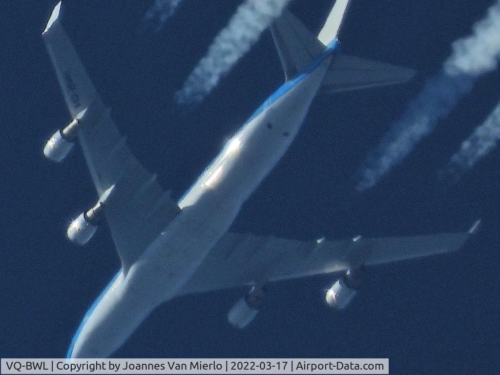 VQ-BWL, 2000 Boeing 747-406F C/N 30454, Cruising over Belgium