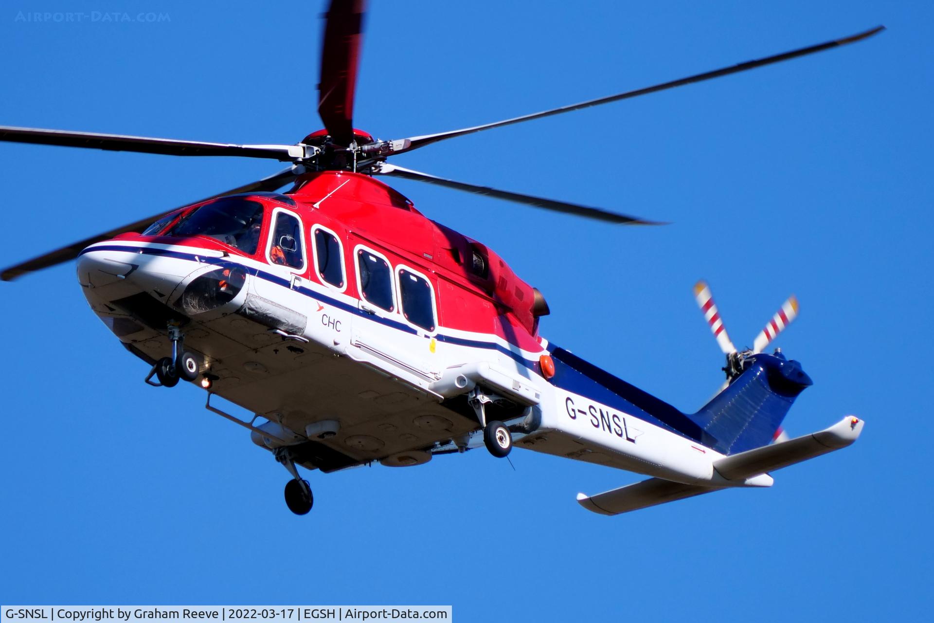 G-SNSL, 2013 AgustaWestland AW-139 C/N 31511, Landing at Norwich.