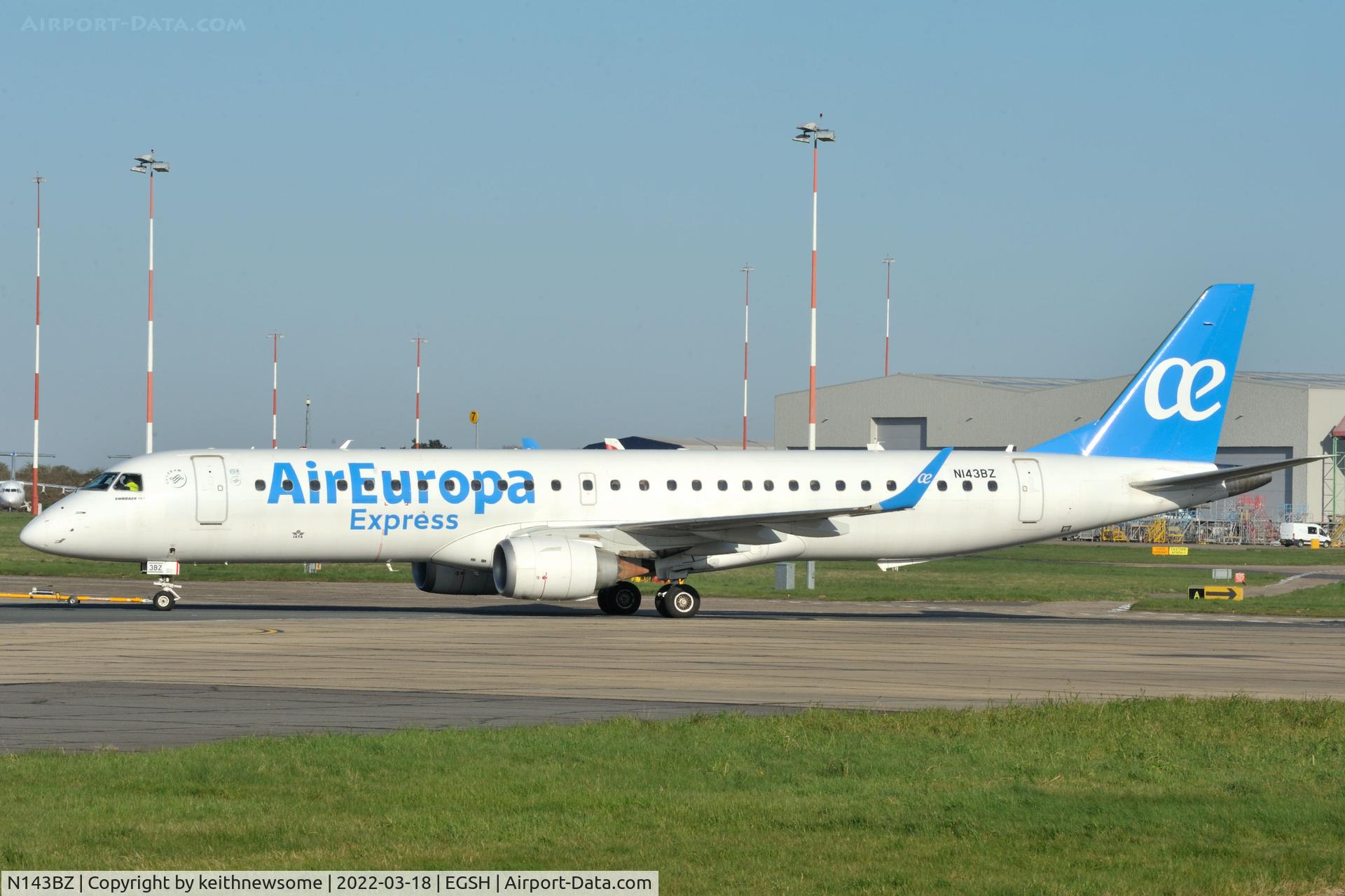 N143BZ, 2009 Embraer 195LR (ERJ-190-200LR) C/N 19000276, Maintenance / Storage movement.