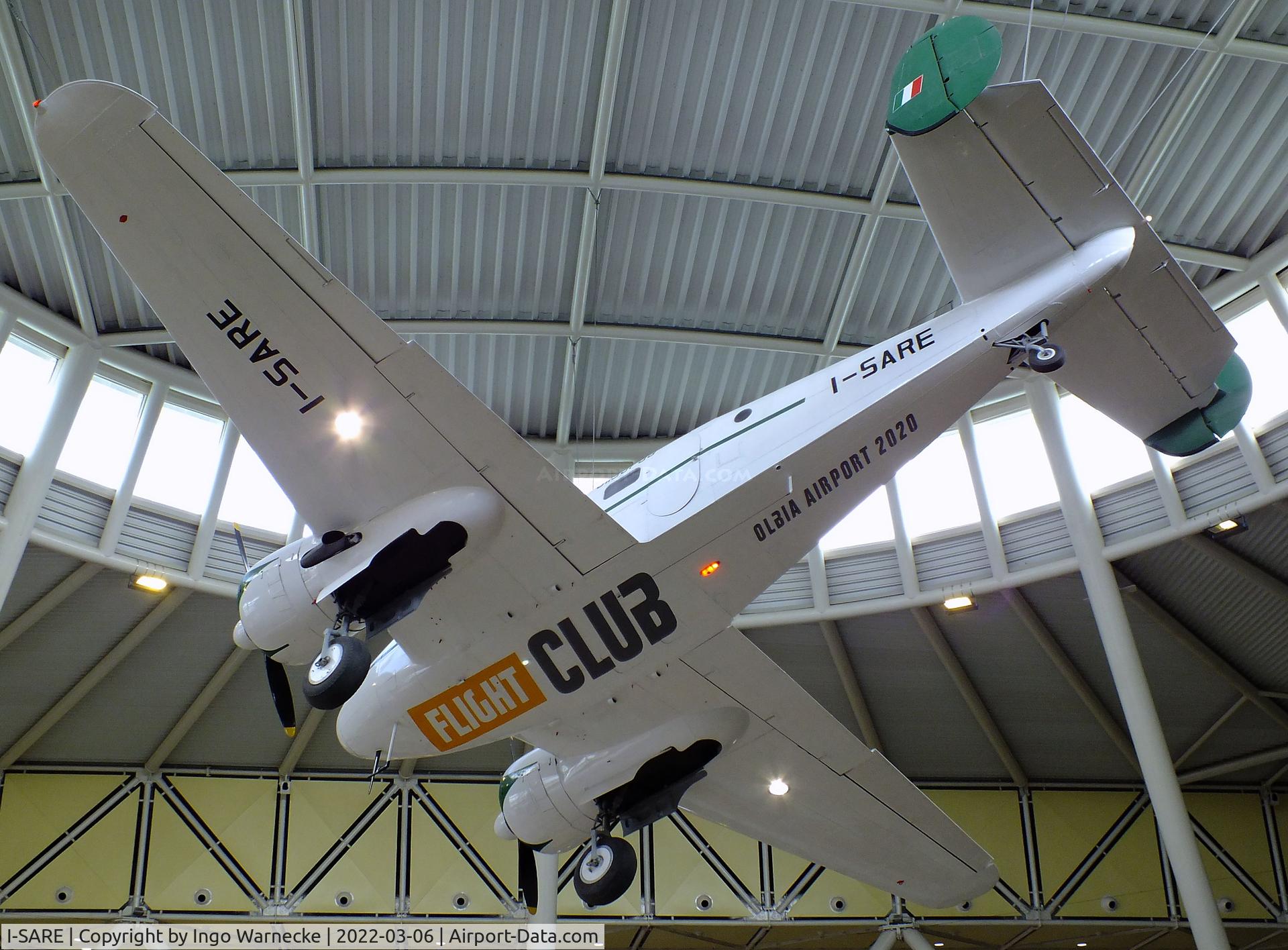 I-SARE, Beech C-45F Expeditor C/N 6668, Beechcraft C-45F Expeditor, exhibited inside the terminal at Olbia Costa Smeralda Airport, Olbia