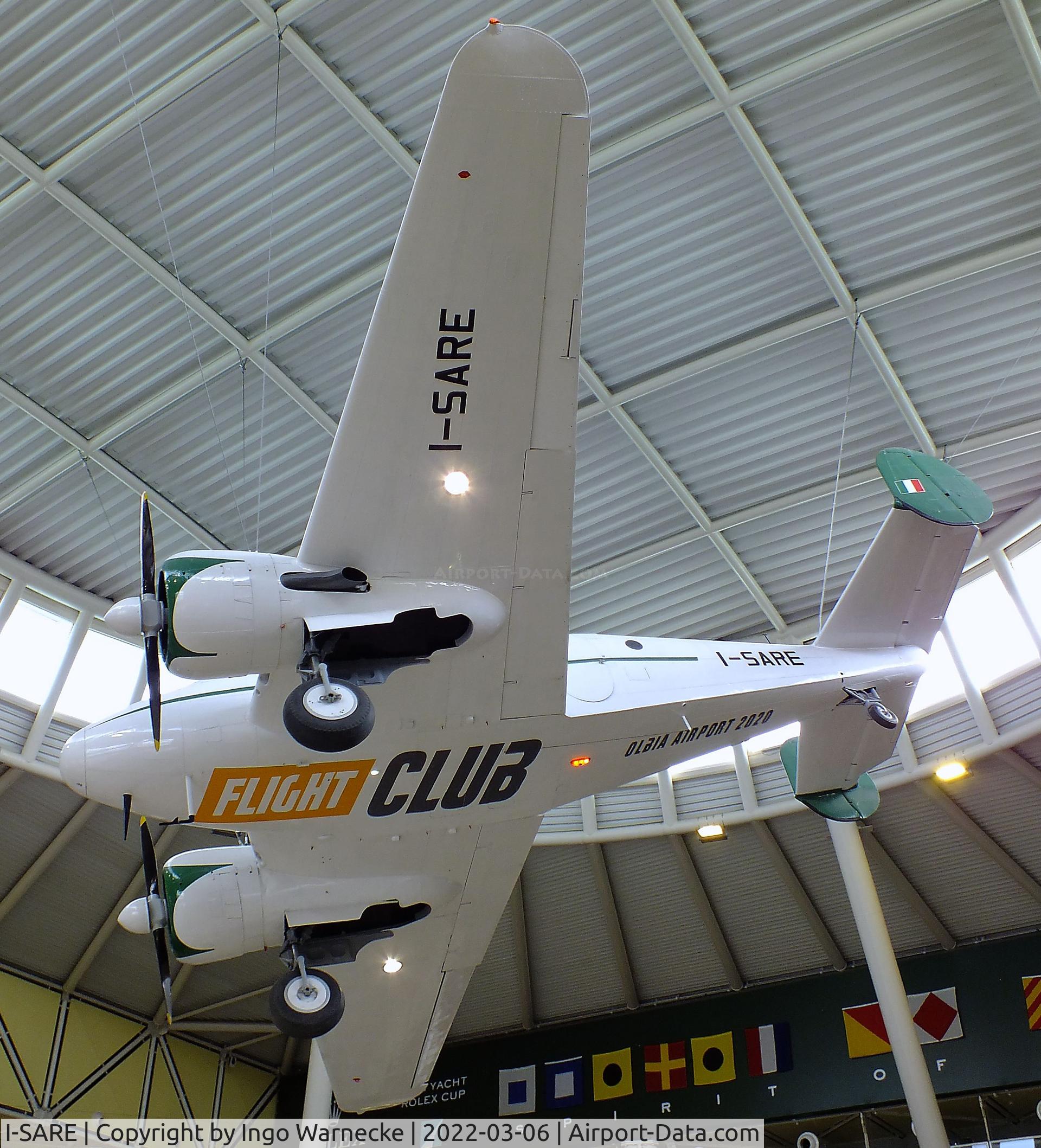 I-SARE, Beech C-45F Expeditor C/N 6668, Beechcraft C-45F Expeditor, exhibited inside the terminal at Olbia Costa Smeralda Airport, Olbia