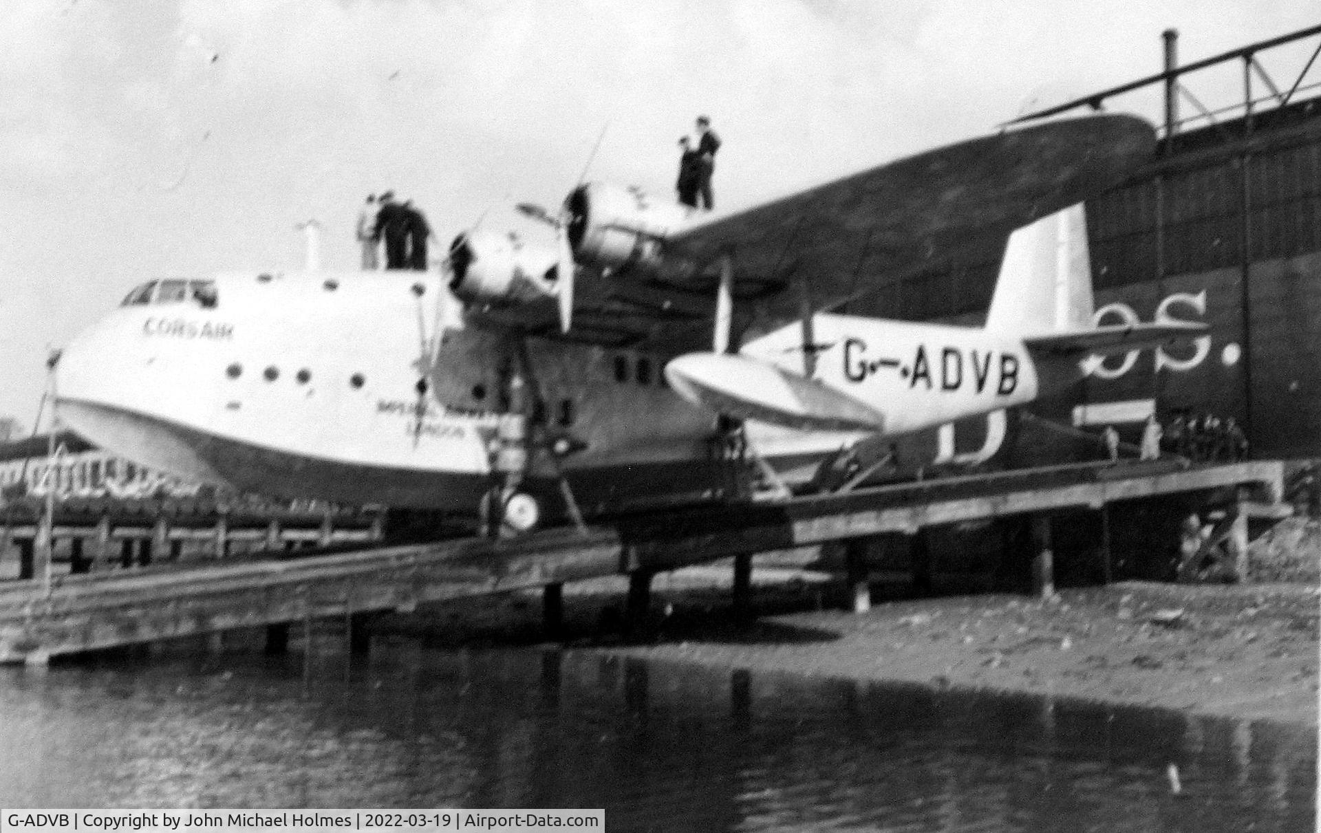 G-ADVB, Short S.23 Empire C/N S.819, Aircraft on a ramp somewhere in England in the 1940s