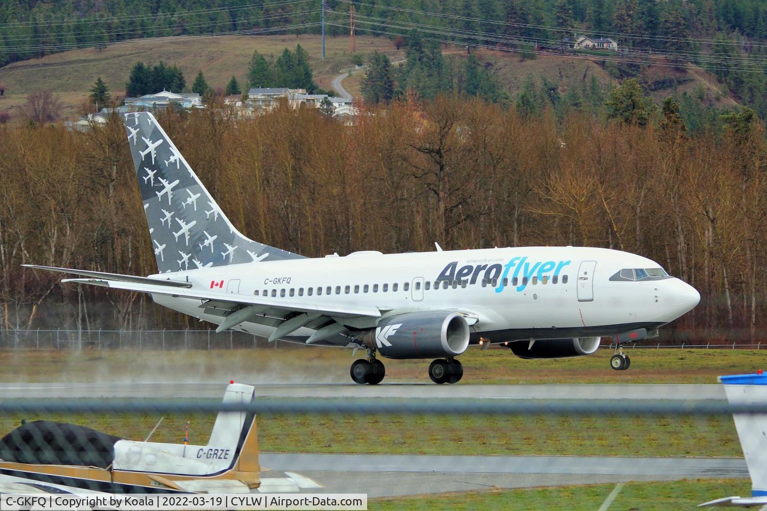 C-GKFQ, 2006 Boeing 737-6CT C/N 35.570, New Airline, owned by Kelowna Flightcraft. Transfer flight from Hamilton. The spotting position in the approach is temporarily closed due to constrcution.