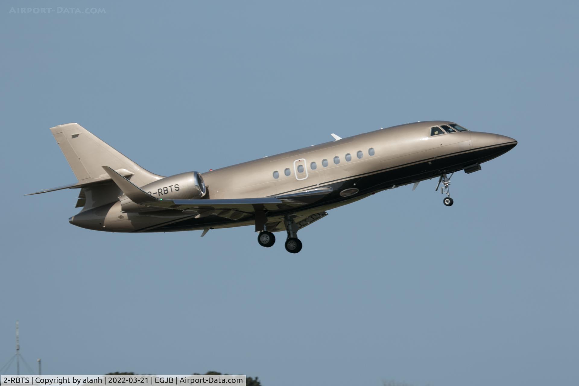 2-RBTS, 2008 Dassault Falcon 2000LX C/N 148, Departing Guernsey for a local test flight