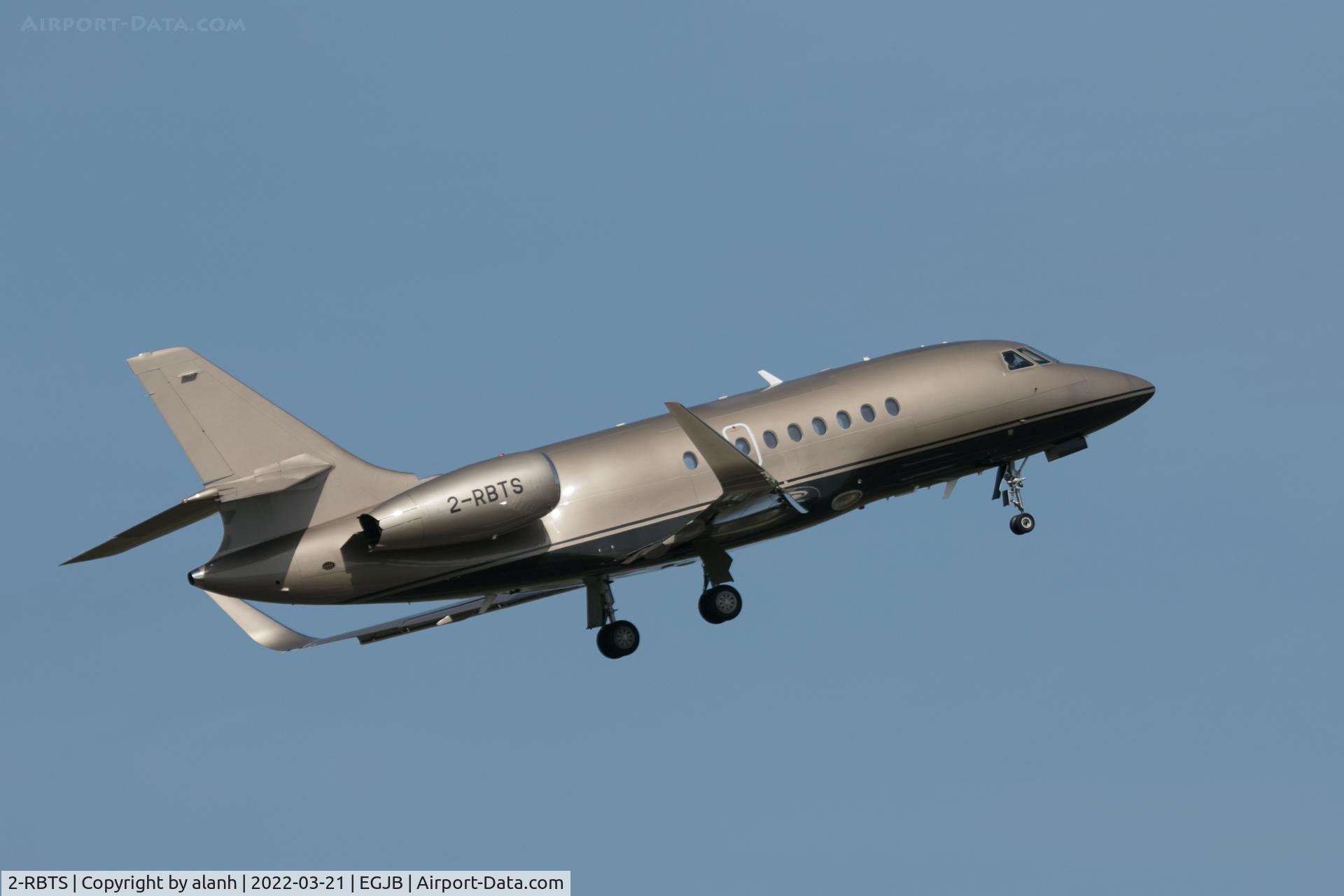 2-RBTS, 2008 Dassault Falcon 2000LX C/N 148, Departing Guernsey for a local test flight