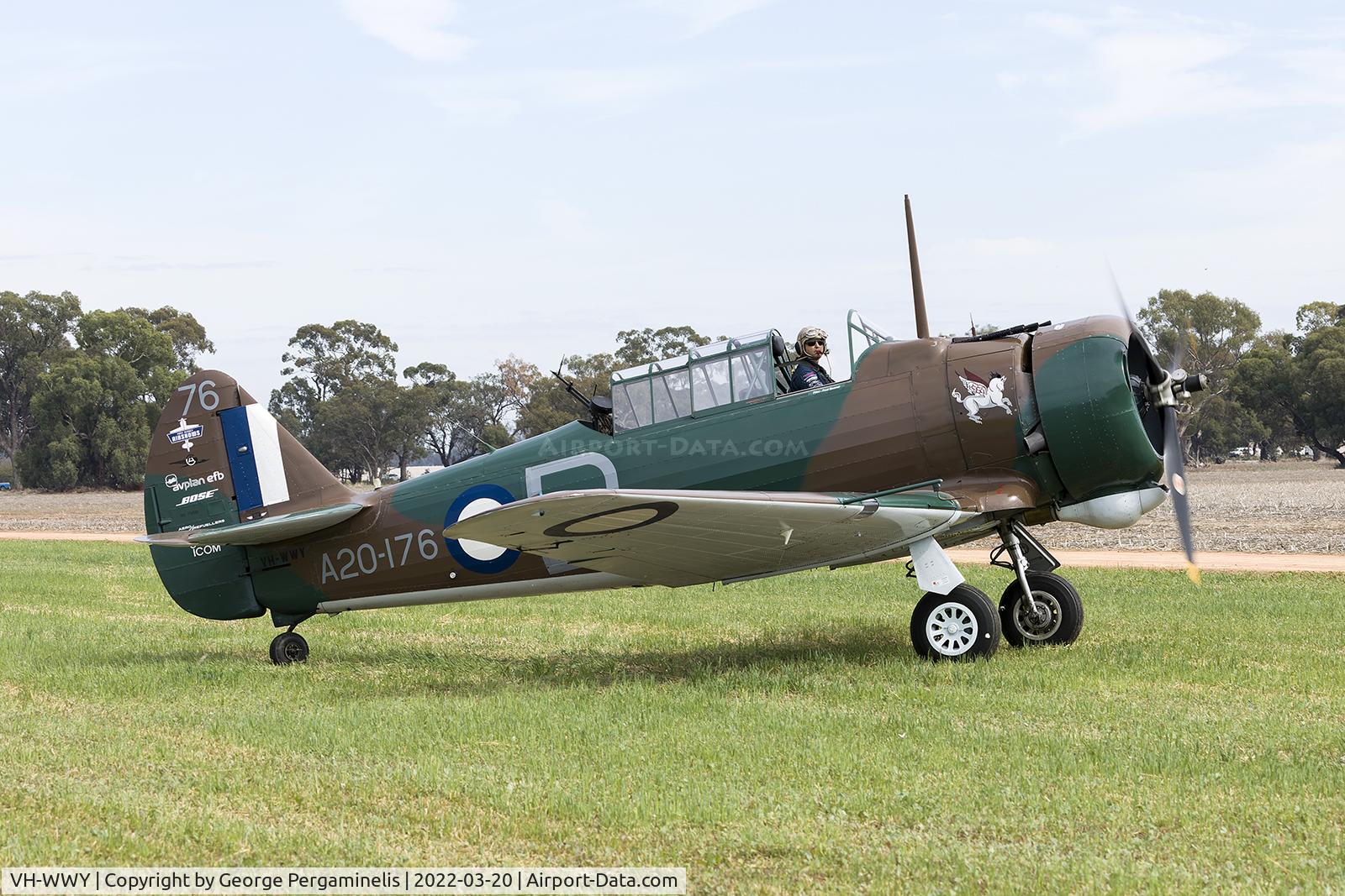 VH-WWY, 1940 Commonwealth CA-3 Wirraway Mk.II C/N 79, Visiting aircraft at the Serpentine Air Race Centennial Celebration Airshow.