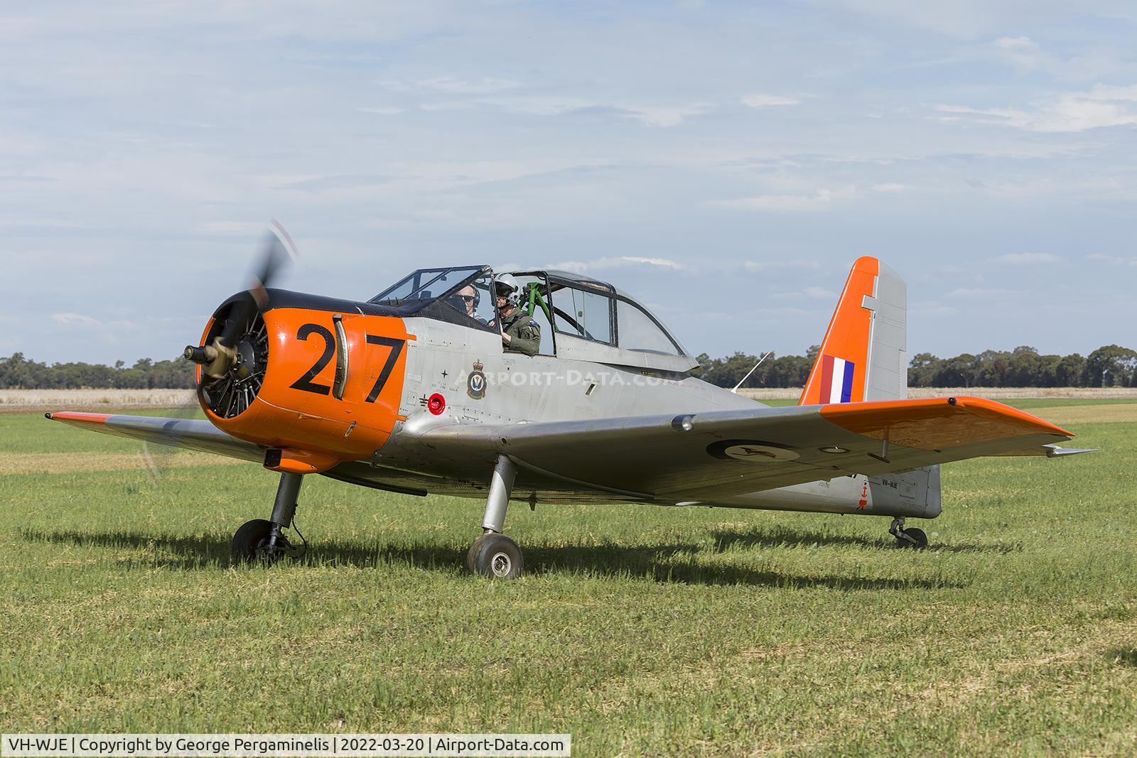 VH-WJE, 1956 Commonwealth CA-25 Winjeel C/N CA25-27, Visiting aircraft at the Serpentine Air Race Centennial Celebration Airshow.