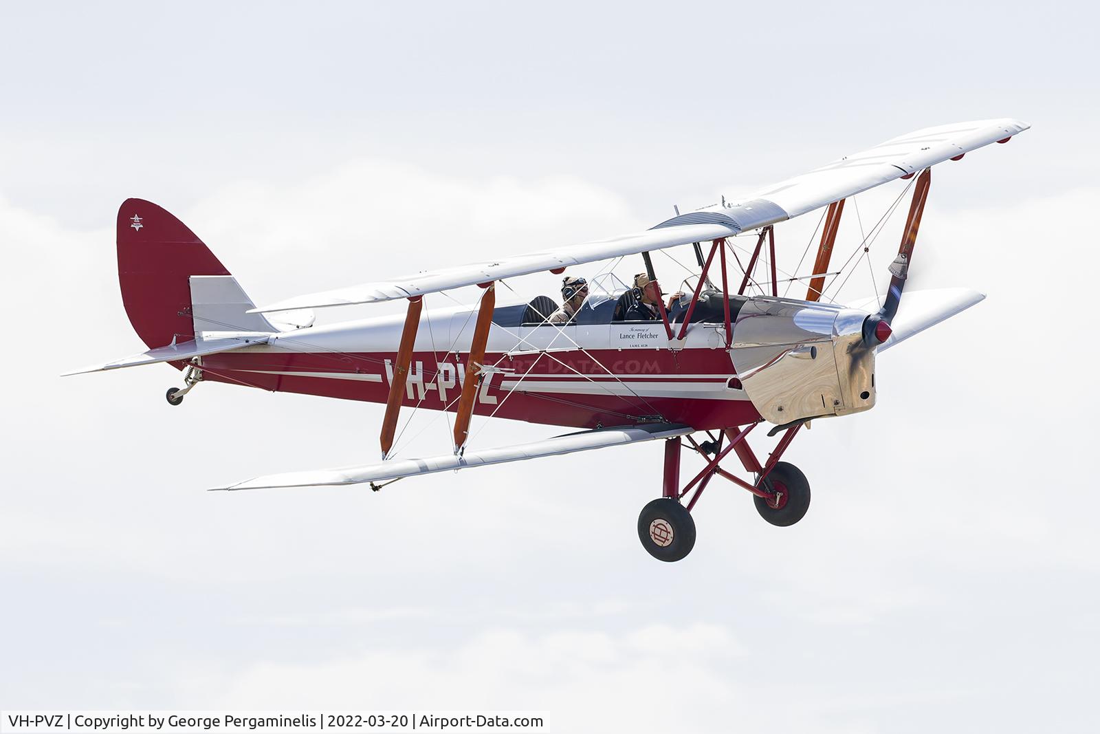 VH-PVZ, 1941 De Havilland Australia DH-82A Tiger Moth C/N DHA439, Competing aircraft at the Serpentine Air Race Centennial Celebration Airshow.
