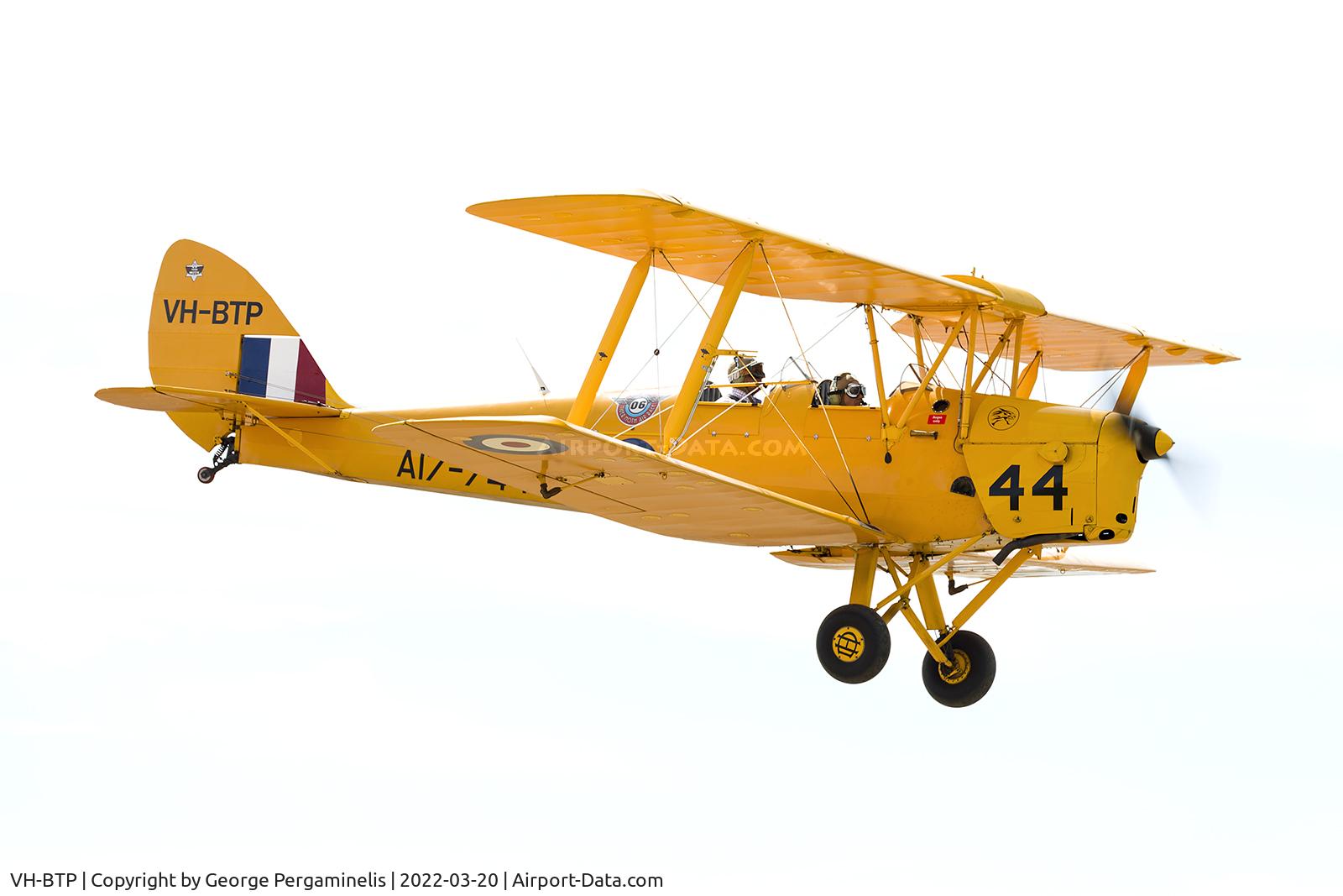 VH-BTP, 1944 De Havilland Australia DH-82A Tiger Moth C/N DHA1075, Competing aircraft at the Serpentine Air Race Centennial Celebration Airshow.