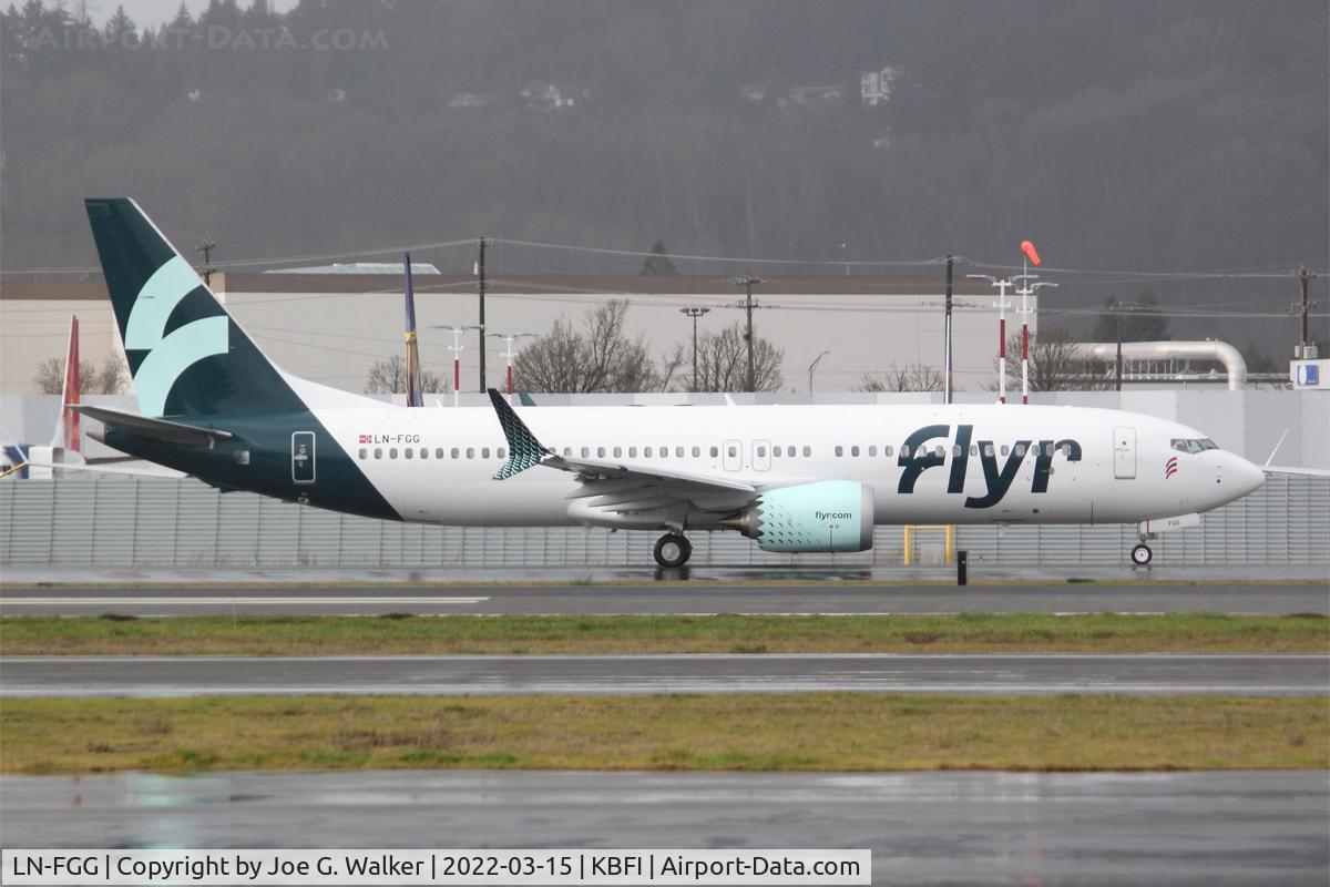 LN-FGG, 2021 Boeing 737-8 MAX C/N 43343, Seen prior to a pre-delivery test flight, was this brand new MAX 8 for Flyr.