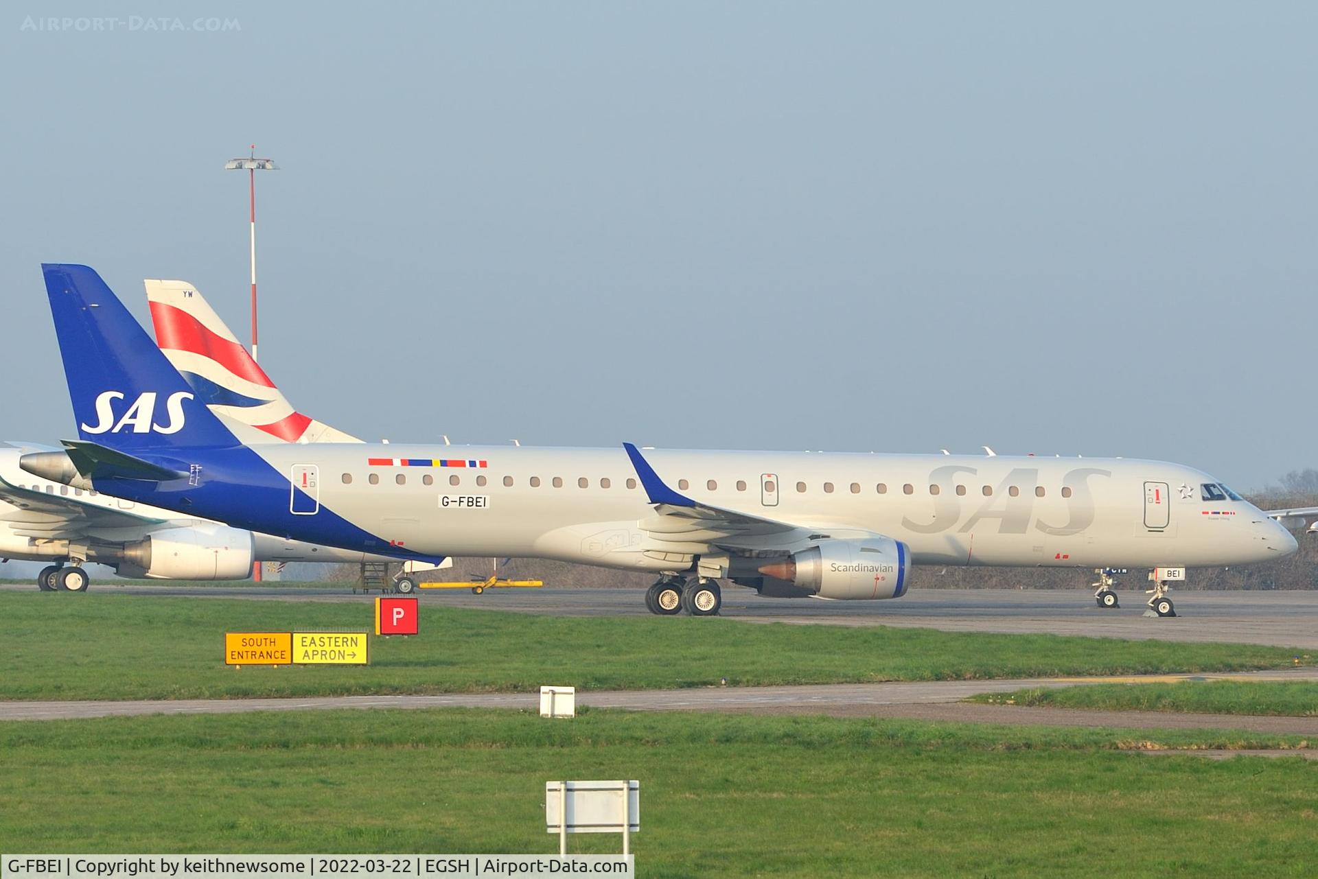 G-FBEI, 2007 Embraer 195LR (ERJ-190-200LR) C/N 19000143, Removed from spray shop with SAS colour scheme.