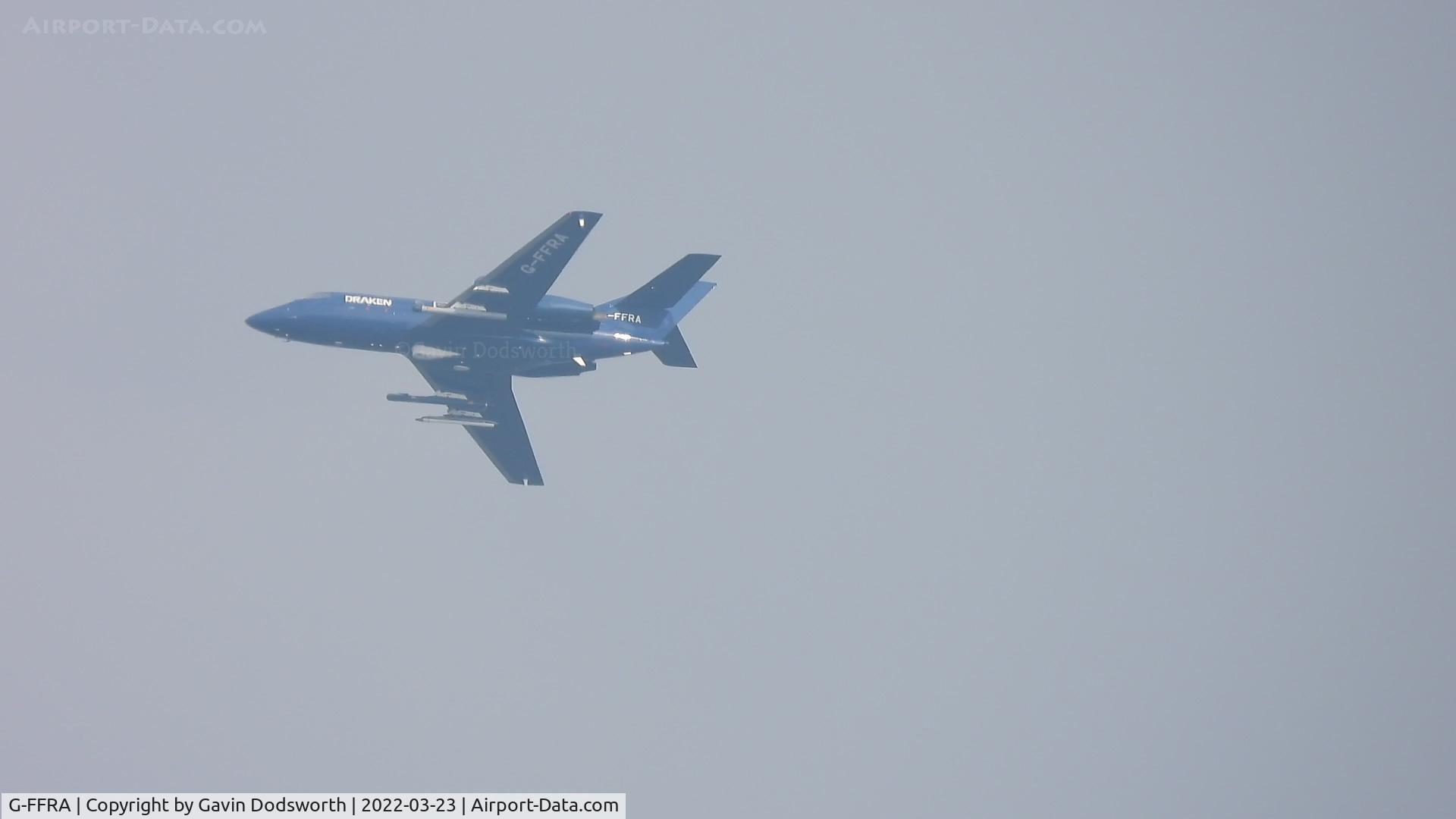 G-FFRA, 1968 Dassault Falcon (Mystere) 20DC C/N 132, Over Darlington on Wednesday 23rd March 2022