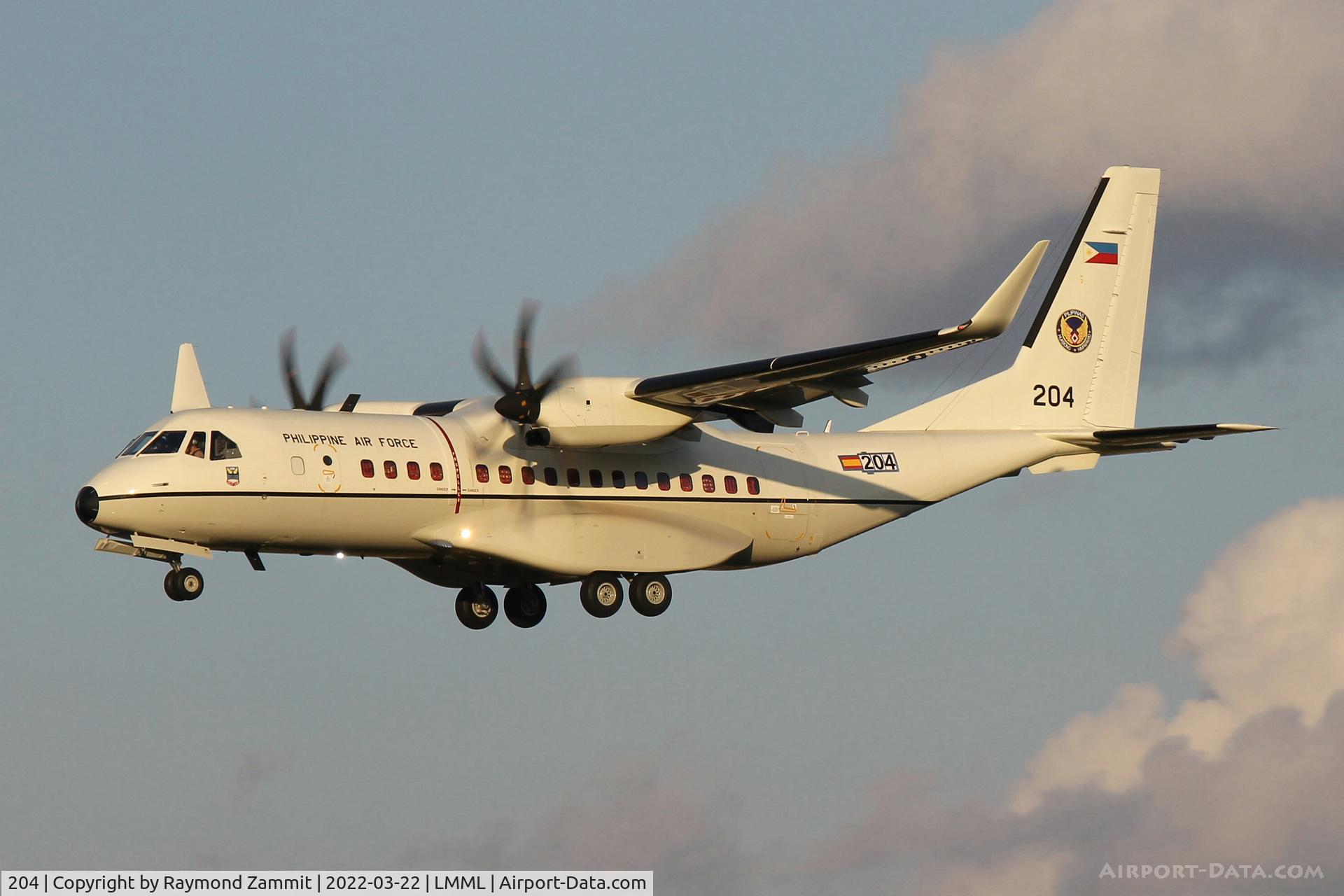 204, 2022 CASA C-295W C/N S-204, CASA C-295W 204 Philippines Air Force seen landing in Malta during delivery flight