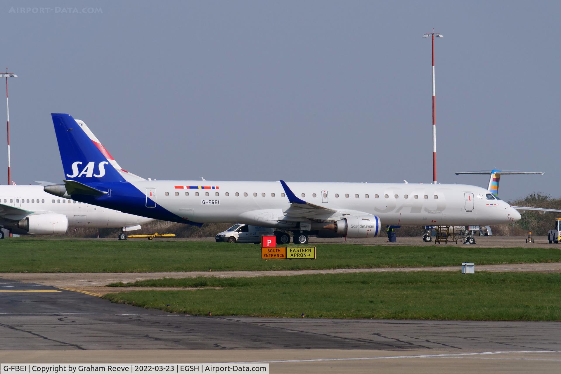 G-FBEI, 2007 Embraer 195LR (ERJ-190-200LR) C/N 19000143, Parked at Norwich.