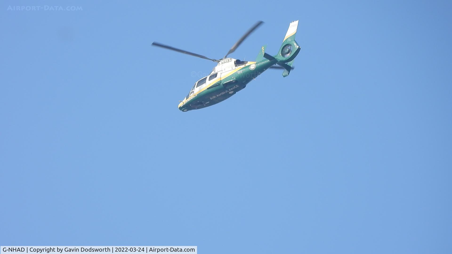 G-NHAD, 2015 Airbus Helicopters AS-365N-3+ Dauphin C/N 6979, Flying over Darlington on Thursday 24th March 2022