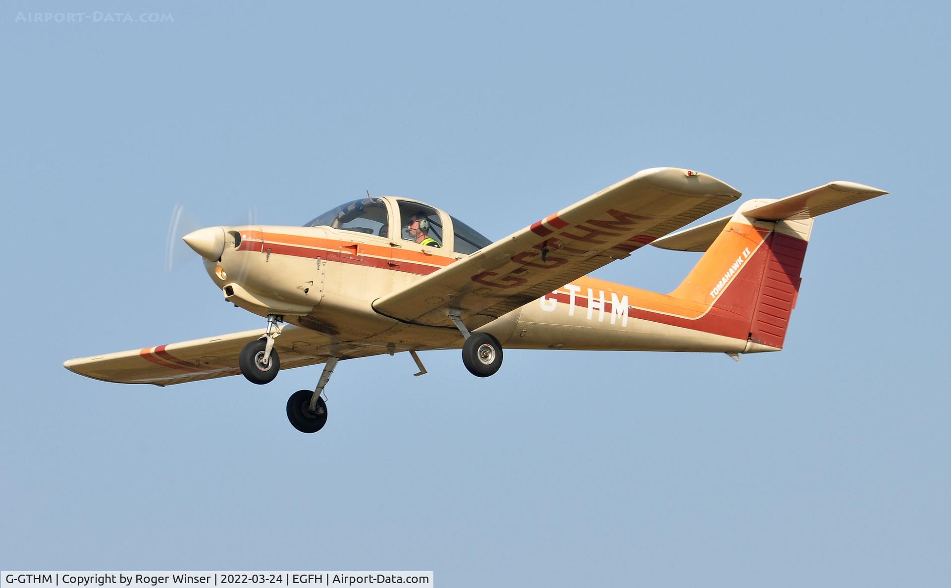 G-GTHM, 1981 Piper PA-38-112 Tomahawk Tomahawk C/N 38-81A0171, Resident Tomahawk operated by Cambrian Flying Club departing Runway 22.