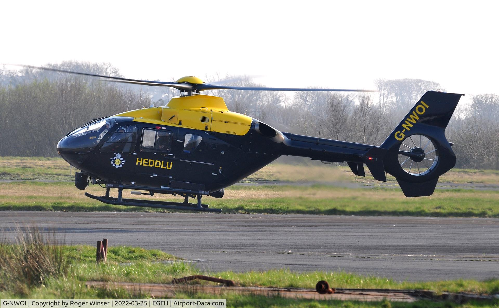 G-NWOI, 2010 Eurocopter EC-135P-2+ C/N 0887, Visiting NPAS helicopter (Police 32) lifting after taking on fuel.