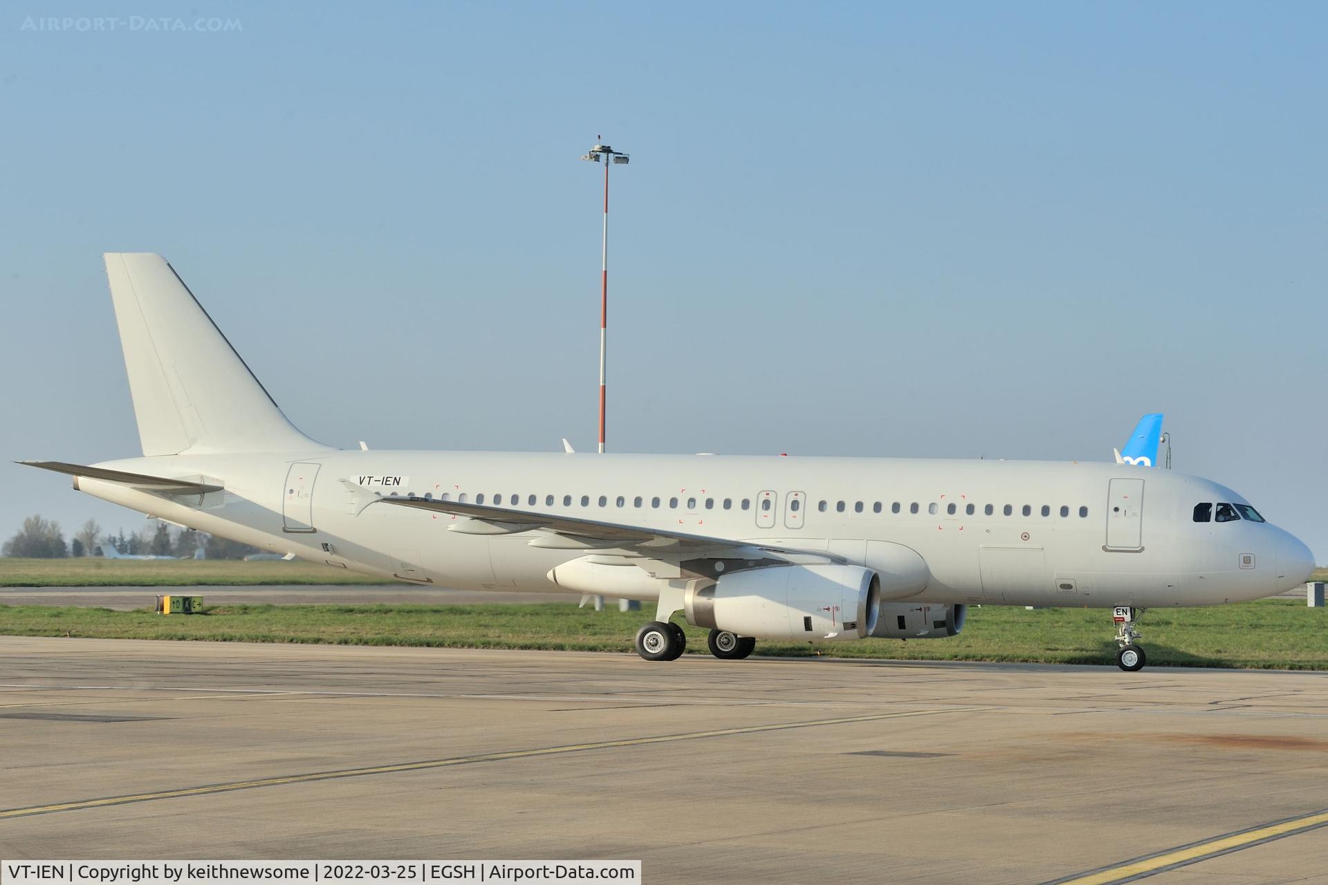 VT-IEN, 2011 Airbus A320-232 C/N 4954, Arriving at Norwich from Istanbul.