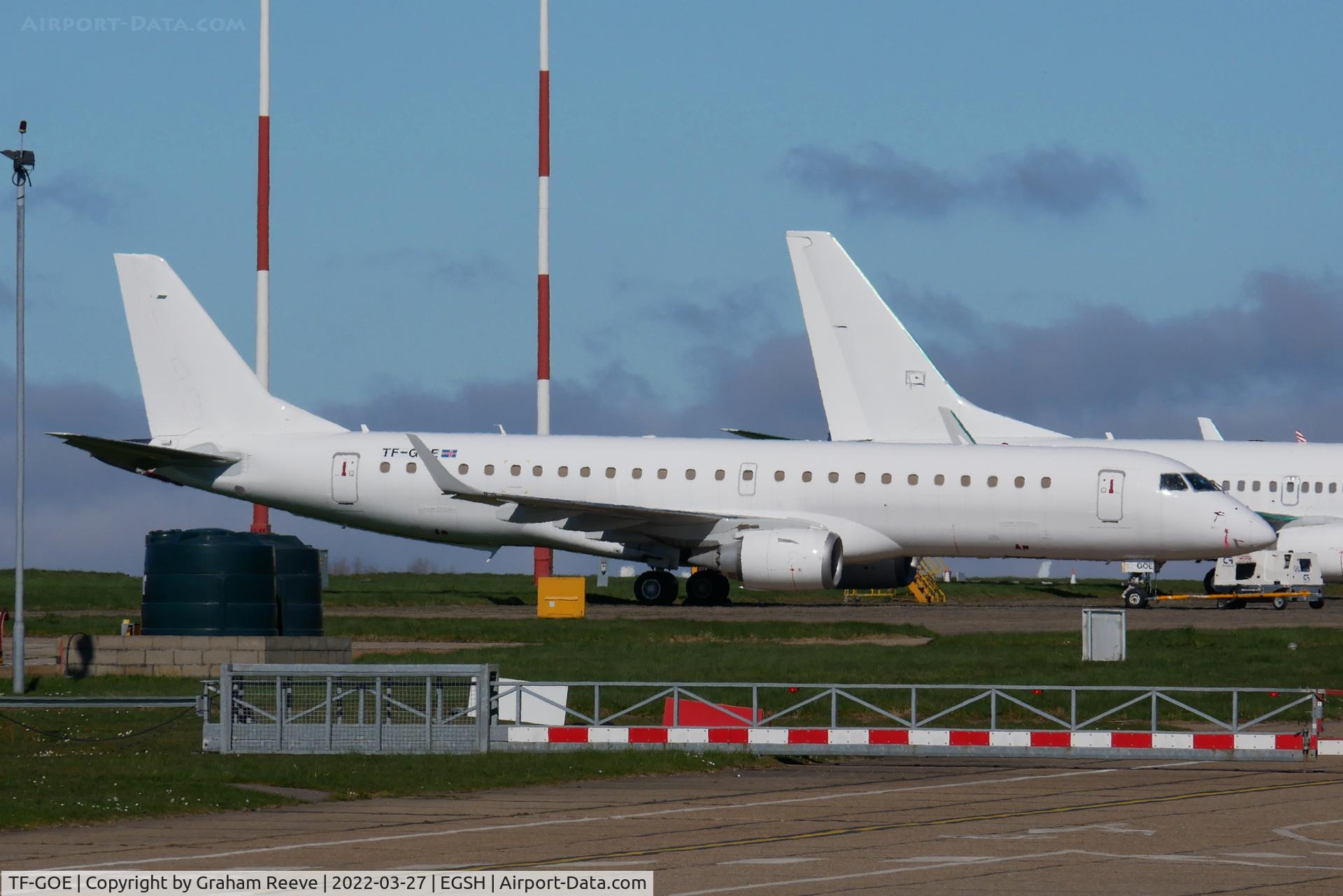 TF-GOE, 2012 Embraer 190LR (ERJ-190-100LR) C/N 19000547, Parked at Norwich.